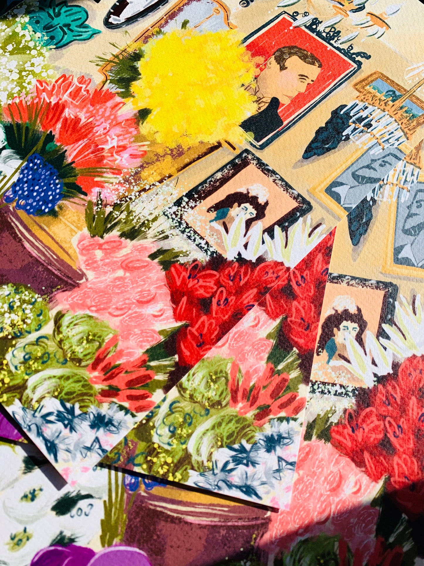 Parisian Flower Shop Print: Colorful Floral Illustration