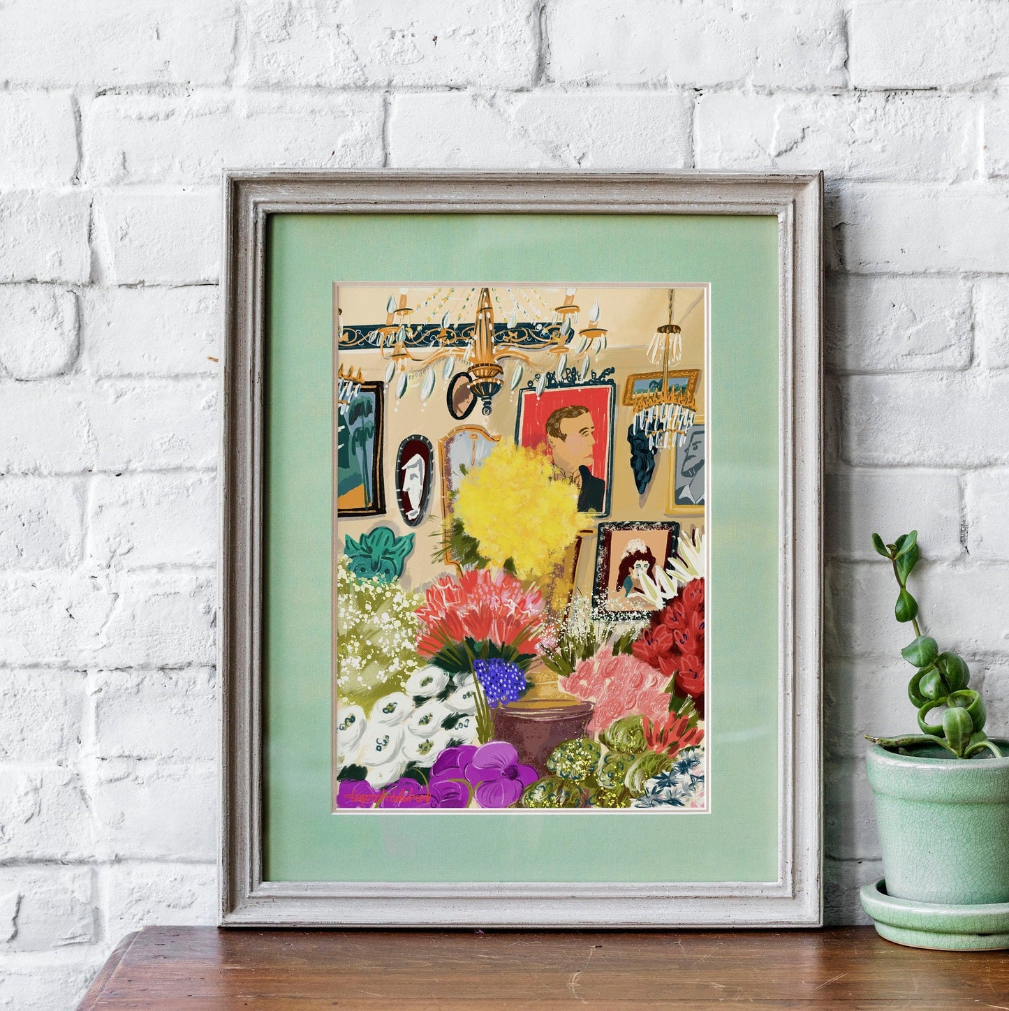 Parisian Flower Shop Print: Colorful Floral Illustration