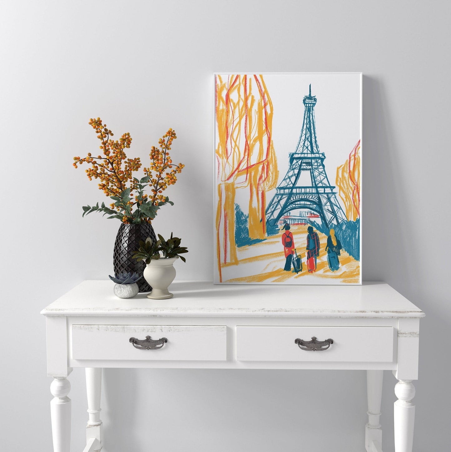 Eiffel Tower Illustration Print: Paris Wall Art