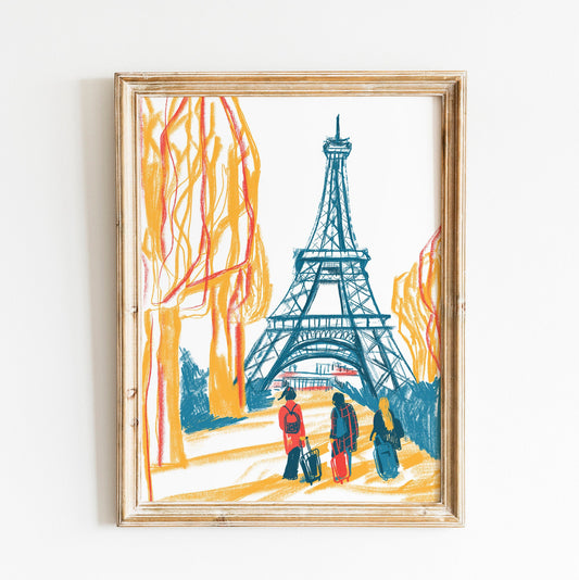 Eiffel Tower Illustration Print: Paris Wall Art