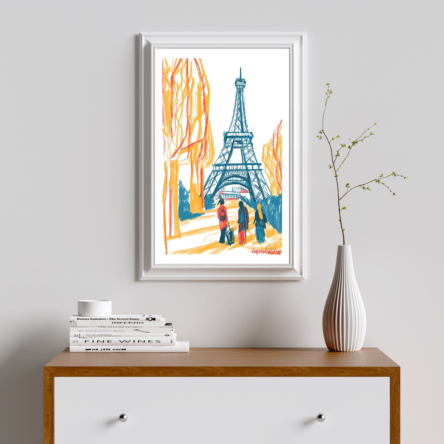 Eiffel Tower Illustration Print: Paris Wall Art