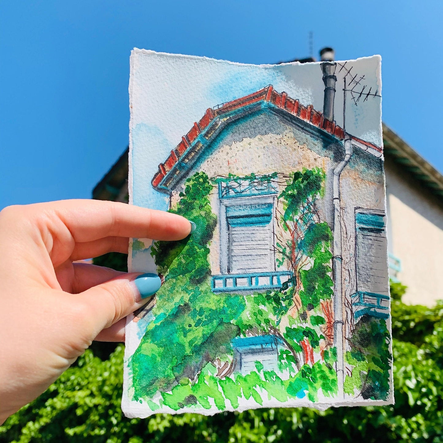 Custom Watercolor Building Sketch: House, Cityscape, or Travel Memory