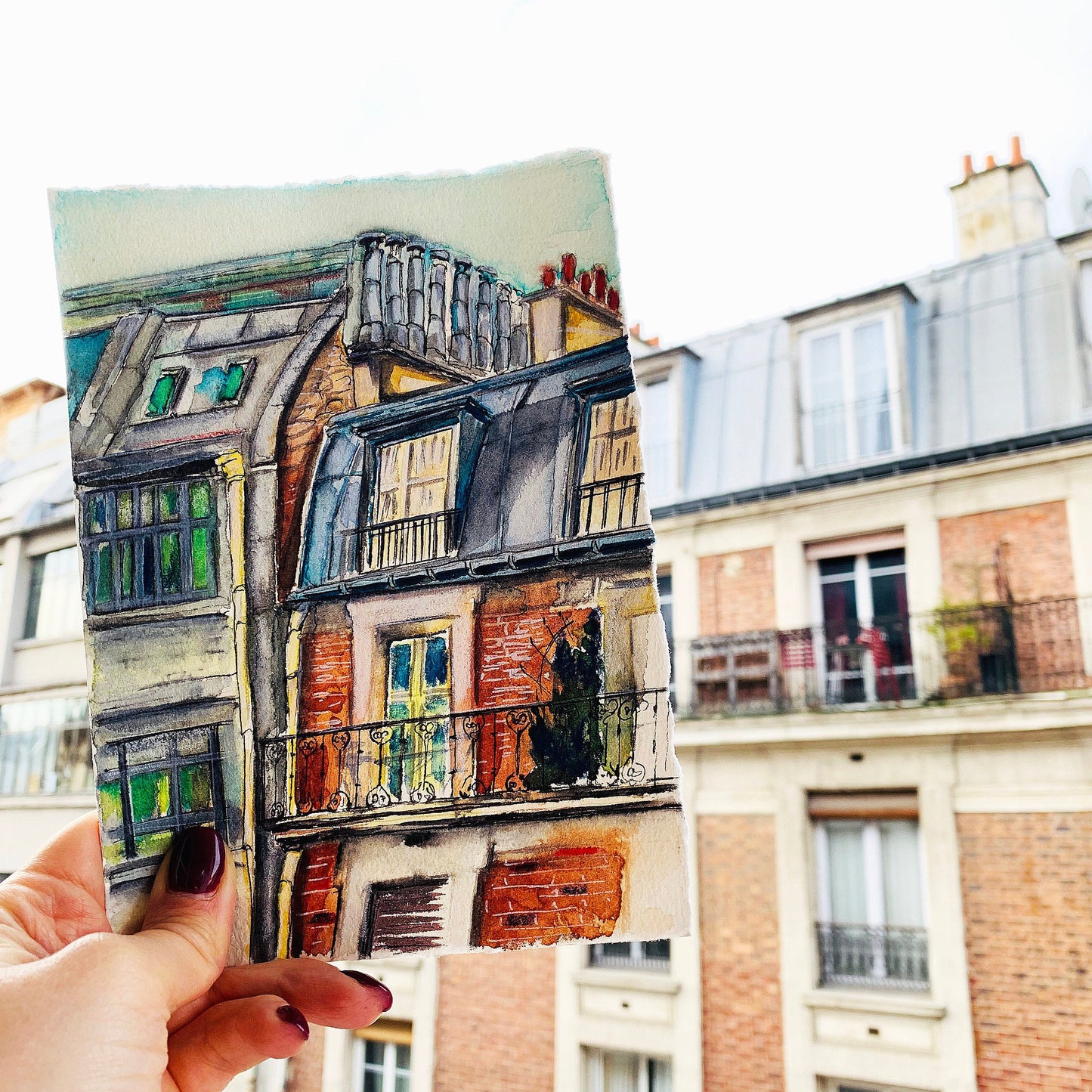 Custom Watercolor Building Sketch: House, Cityscape, or Travel Memory