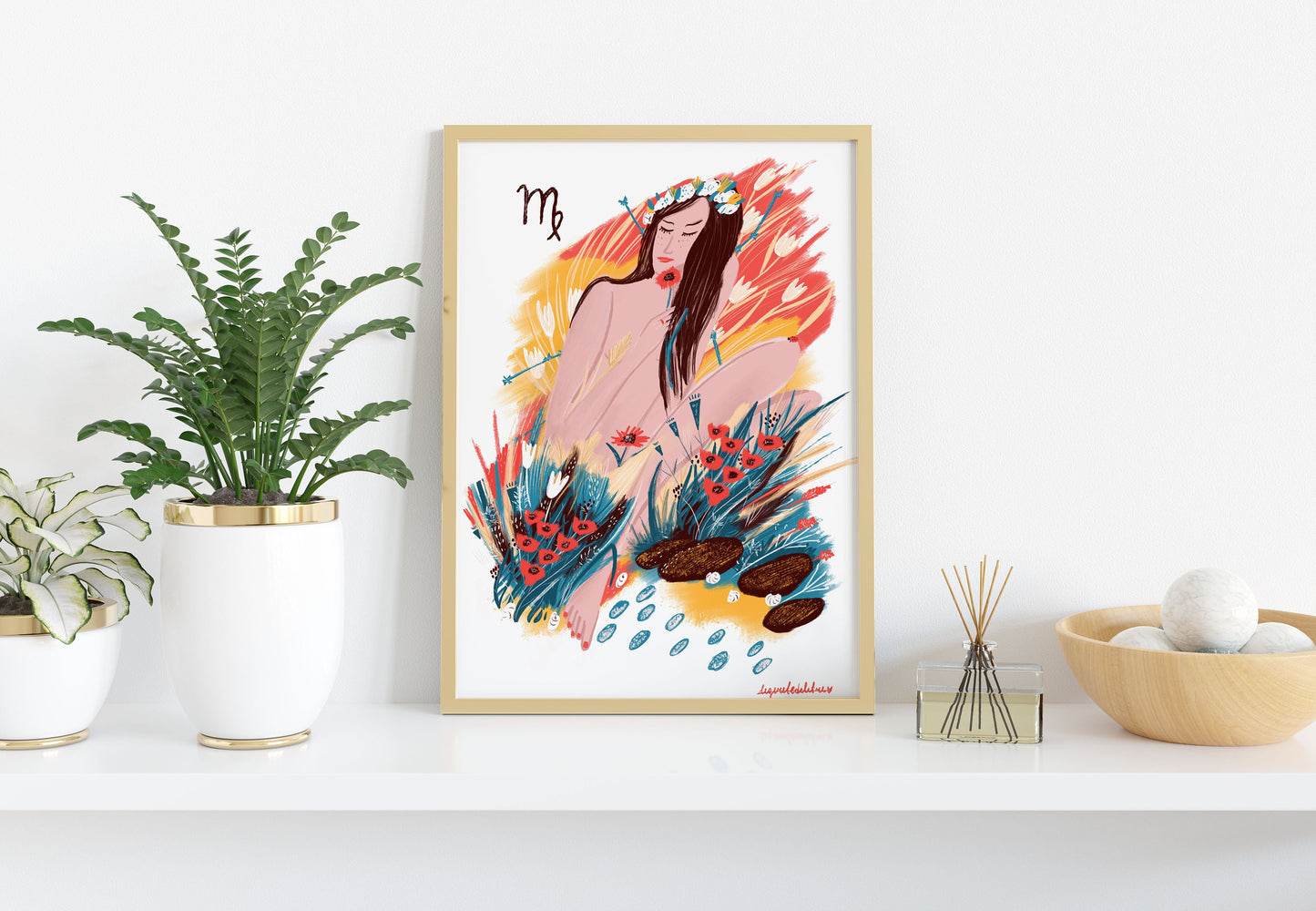 Virgo Zodiac Sign Art Poster: Illustrated Birthday Gift