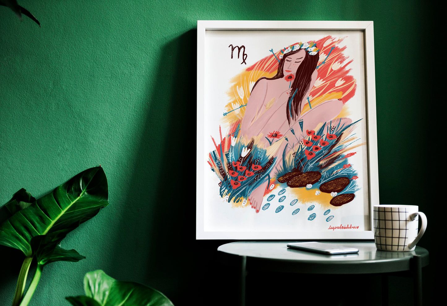 Virgo Zodiac Sign Art Poster: Illustrated Birthday Gift