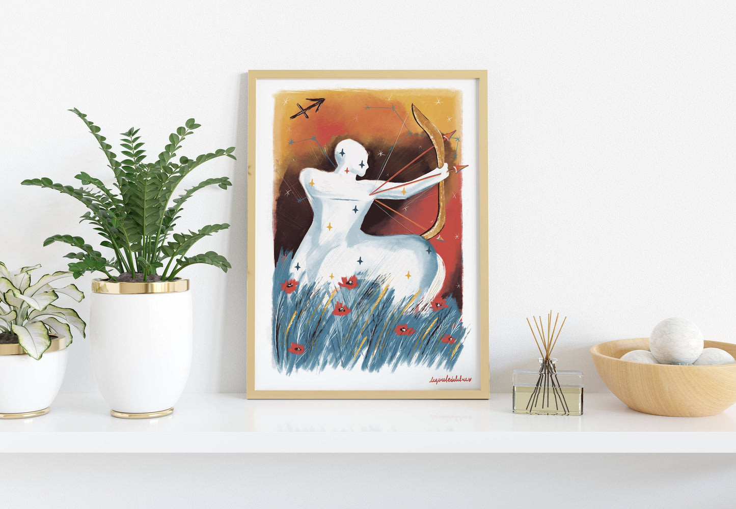 Sagittarius Zodiac Art Print: Illustrated Horoscope Poster