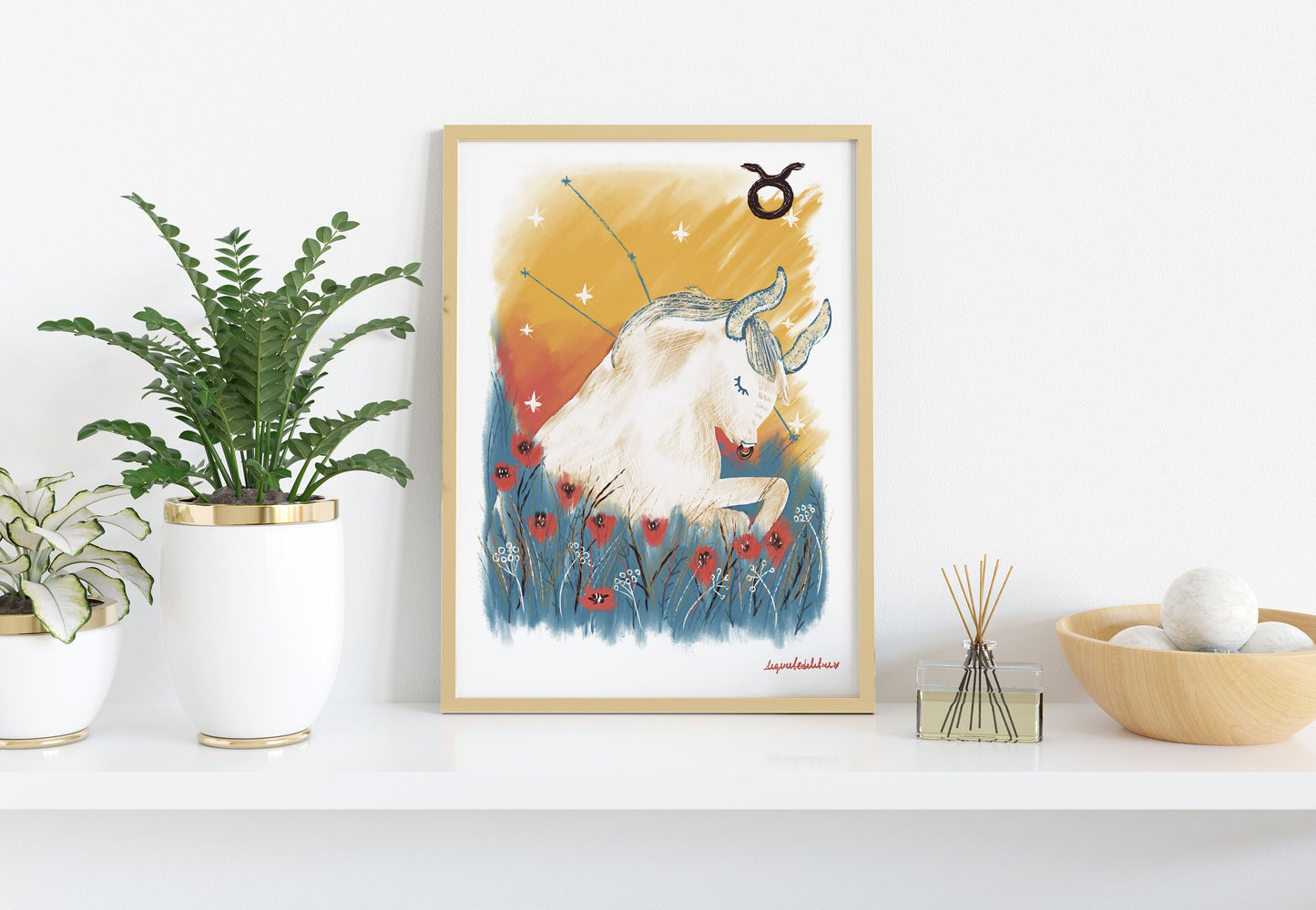 Taurus Zodiac Sign Art Print: Illustrated Horoscope Poster