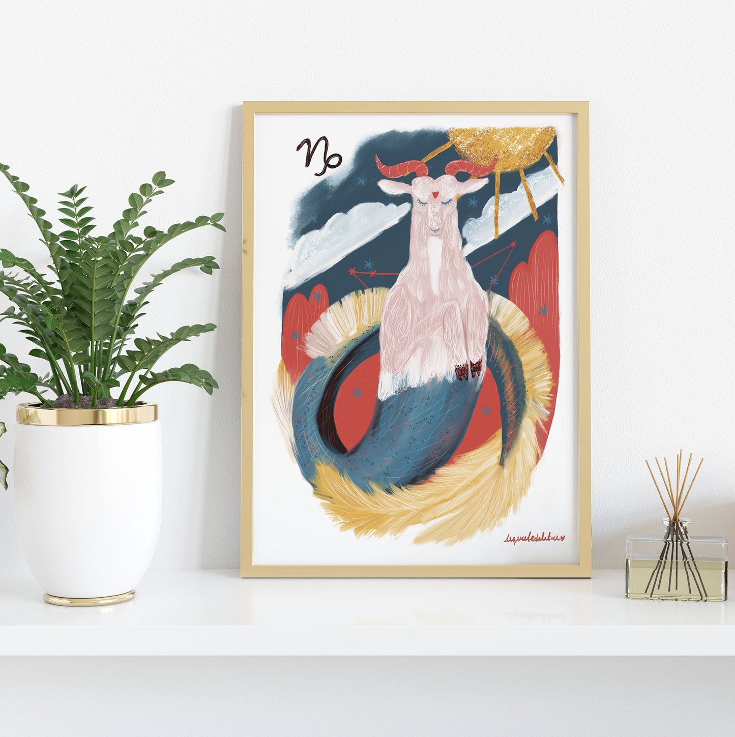 Capricorn Zodiac Sign Art Print: Illustrated Horoscope Poster