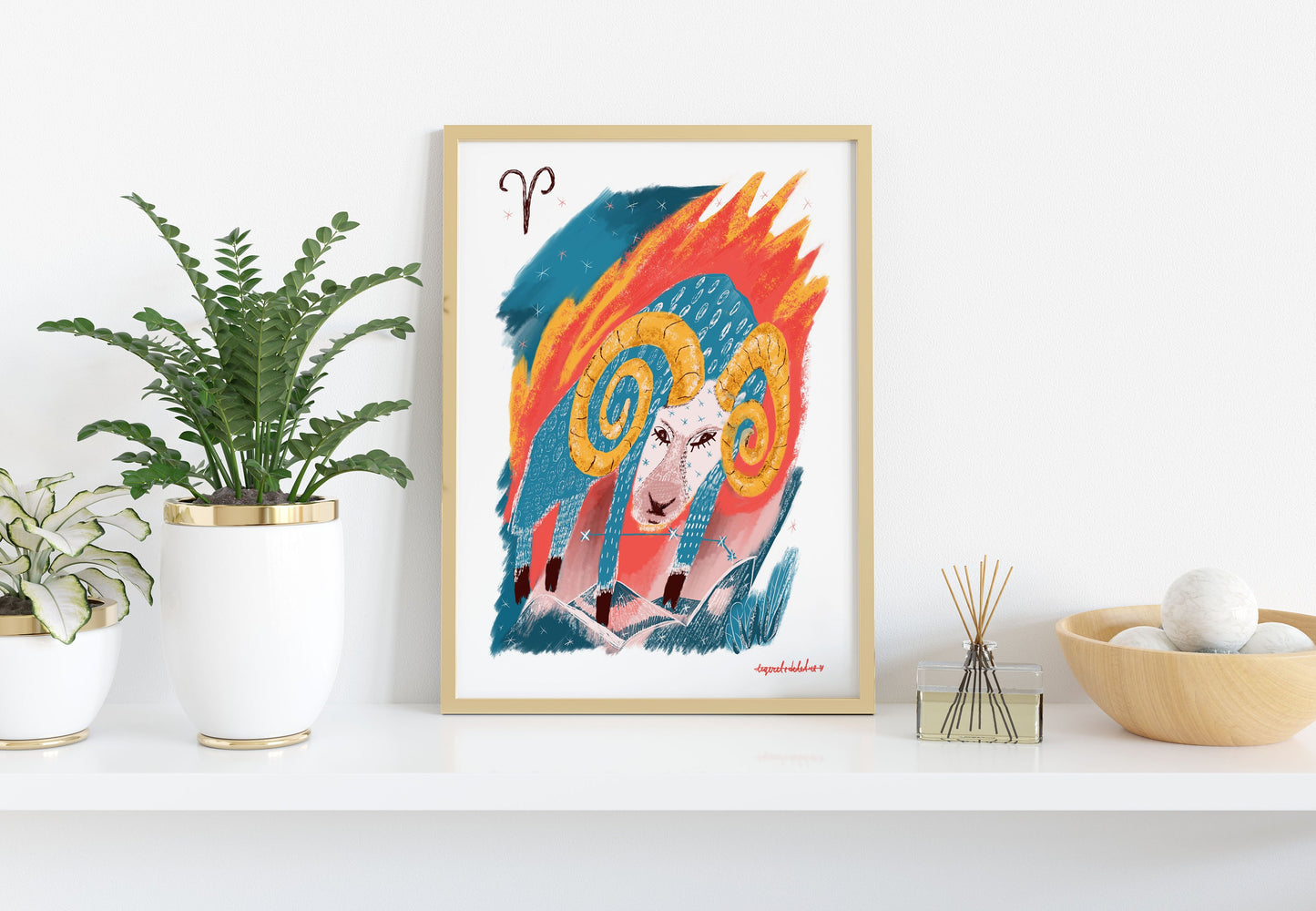 Aries Zodiac Sign Art Print: Illustrated Horoscope Poster