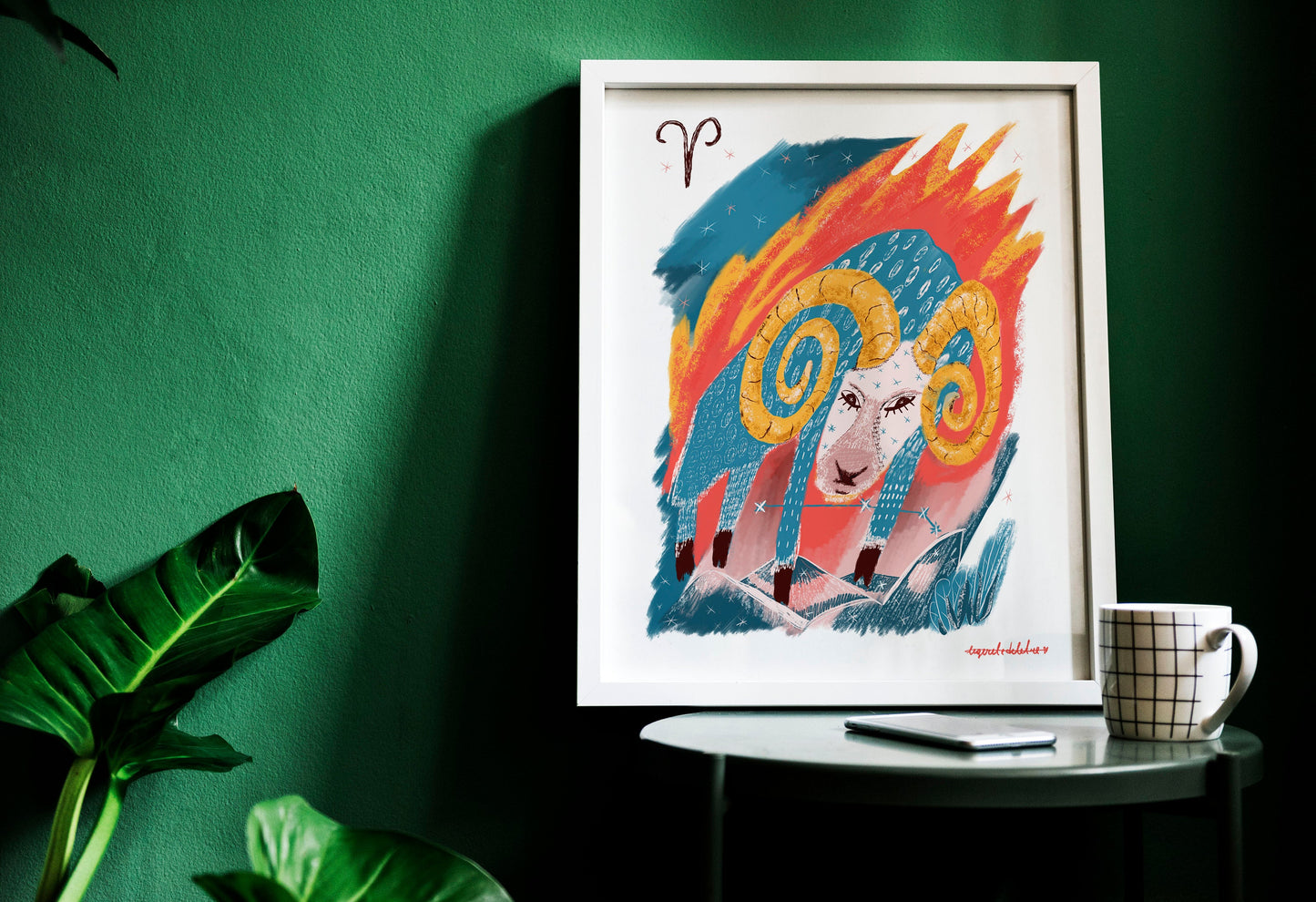 Aries Zodiac Sign Art Print: Illustrated Horoscope Poster
