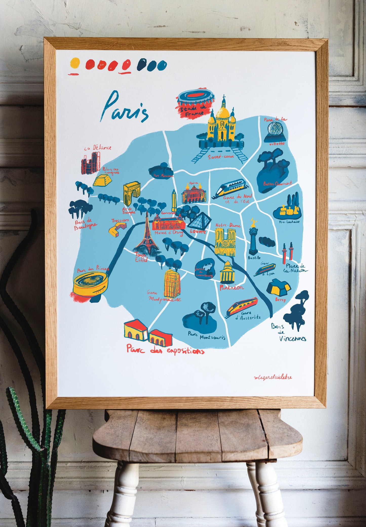 Paris Illustrated Map Print: France City Wall Art