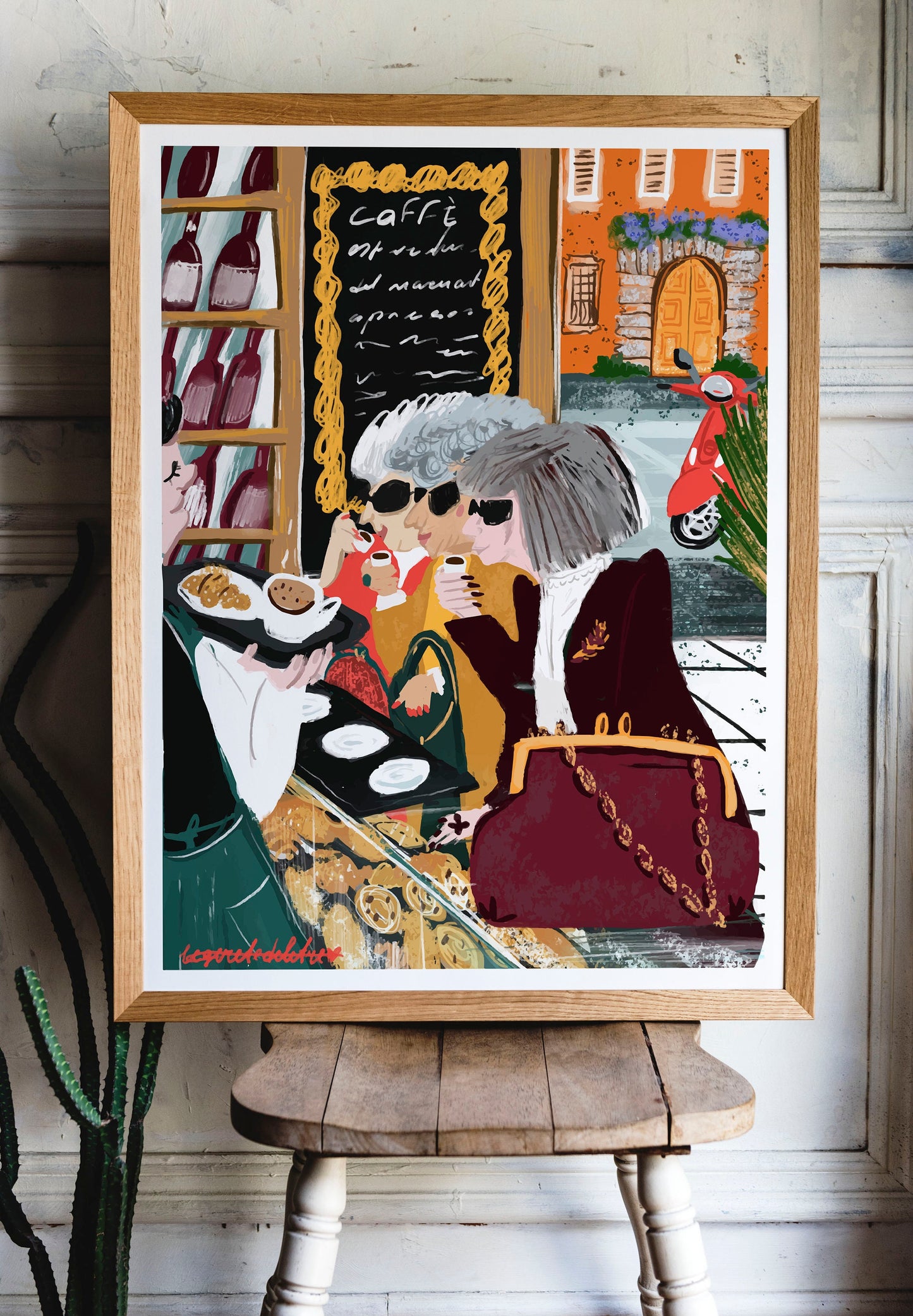 Girl Friendship Print: Besties Cafe Art, Home Decor
