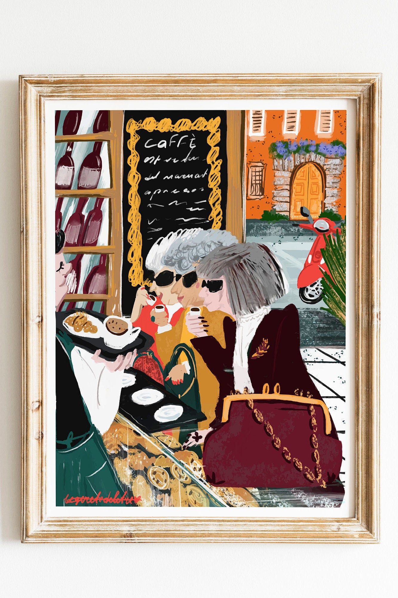 Girl Friendship Print: Besties Cafe Art, Home Decor