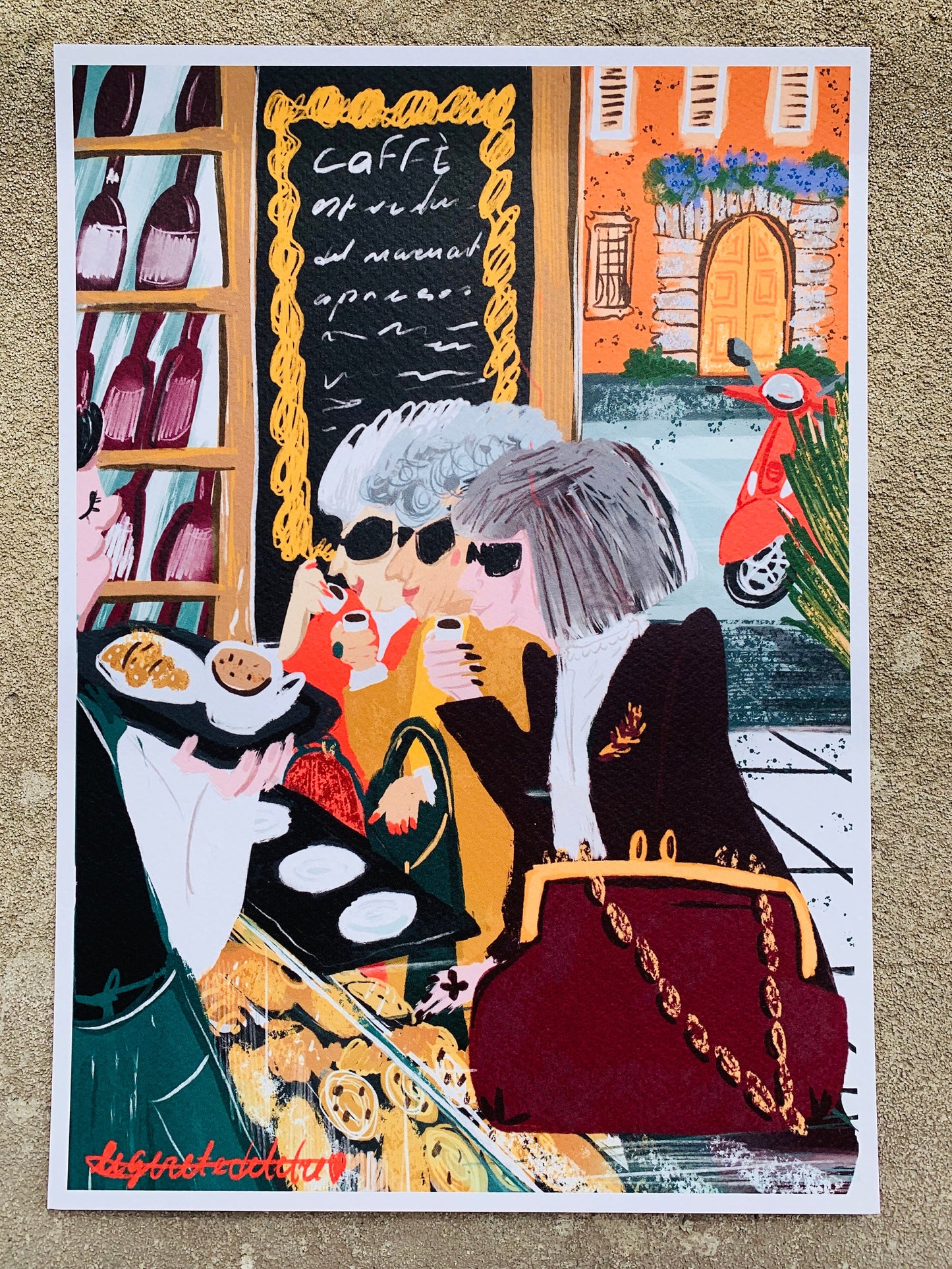 Girl Friendship Print: Besties Cafe Art, Home Decor