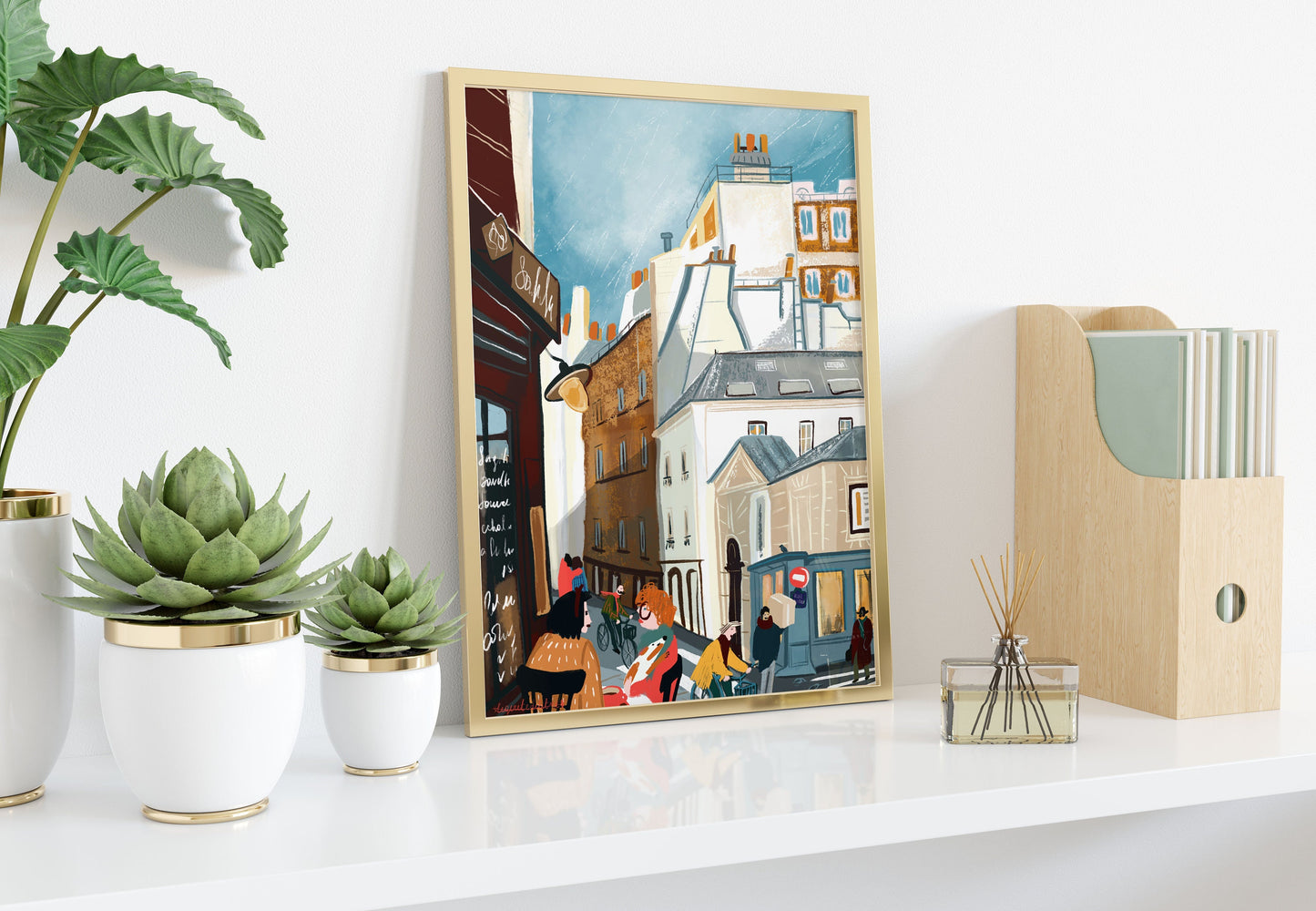 Paris Street Scene Art Print: Cité Illustration