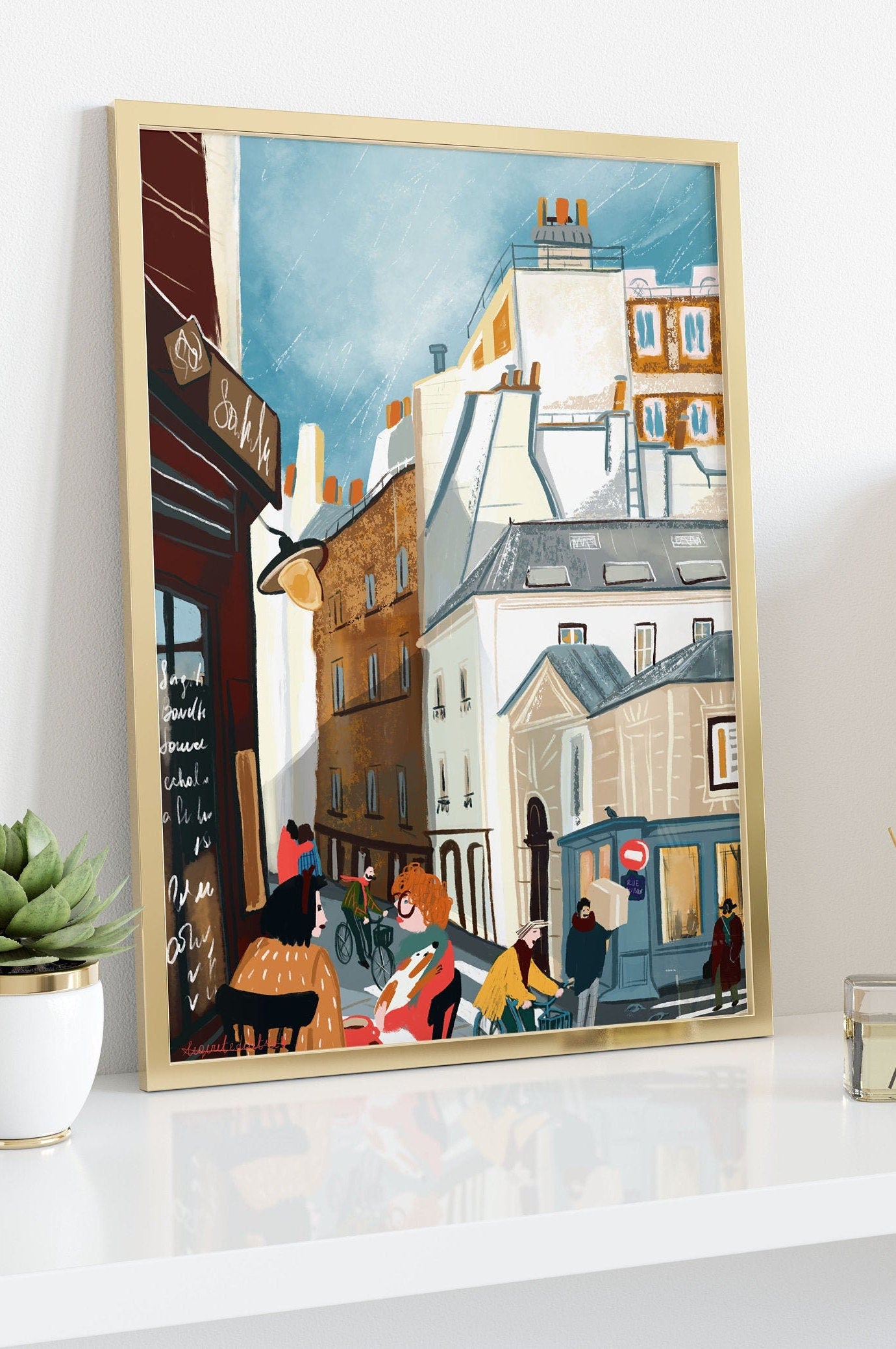 Paris Street Scene Art Print: Cité Illustration