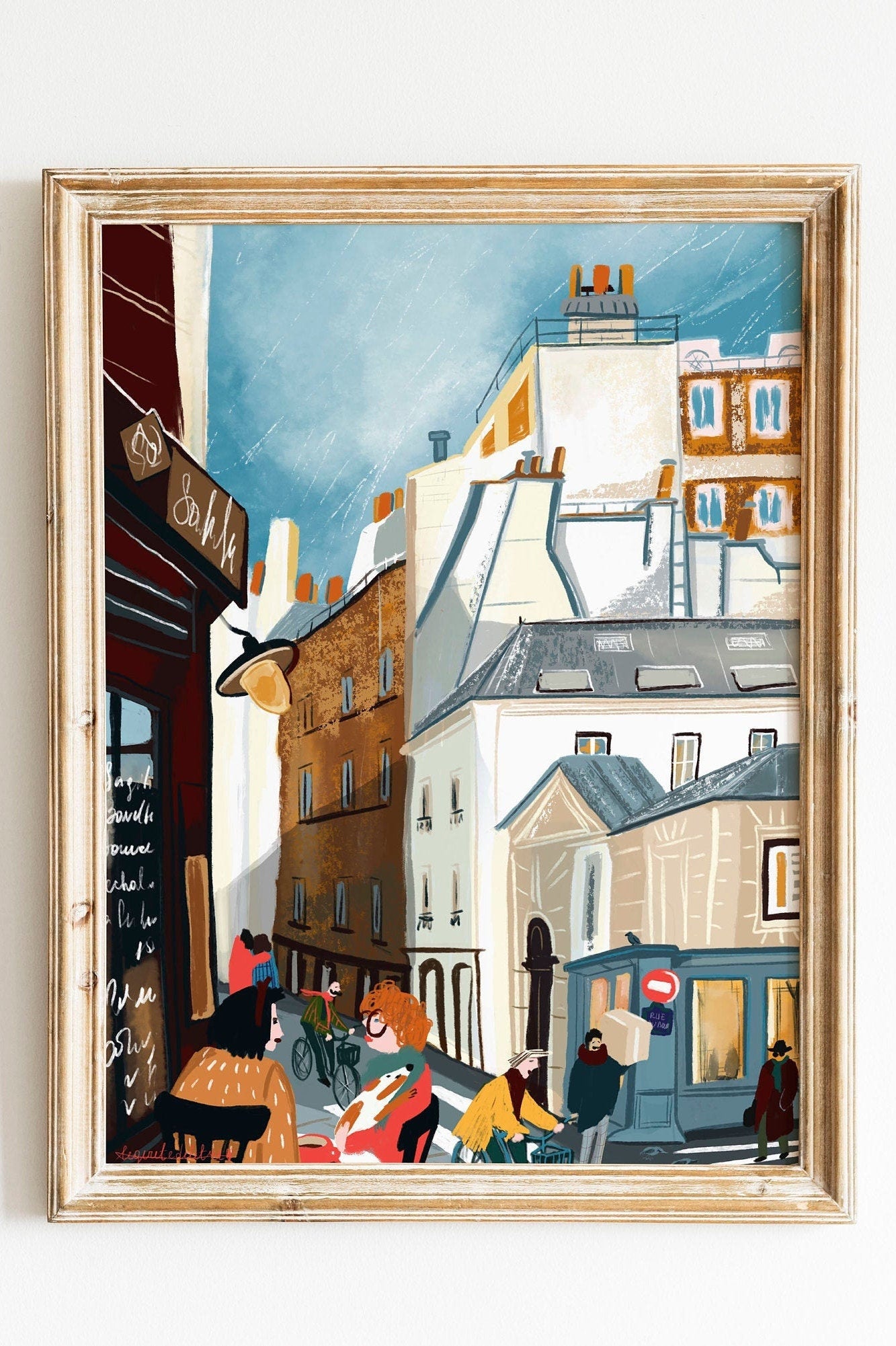 Paris Street Scene Art Print: Cité Illustration