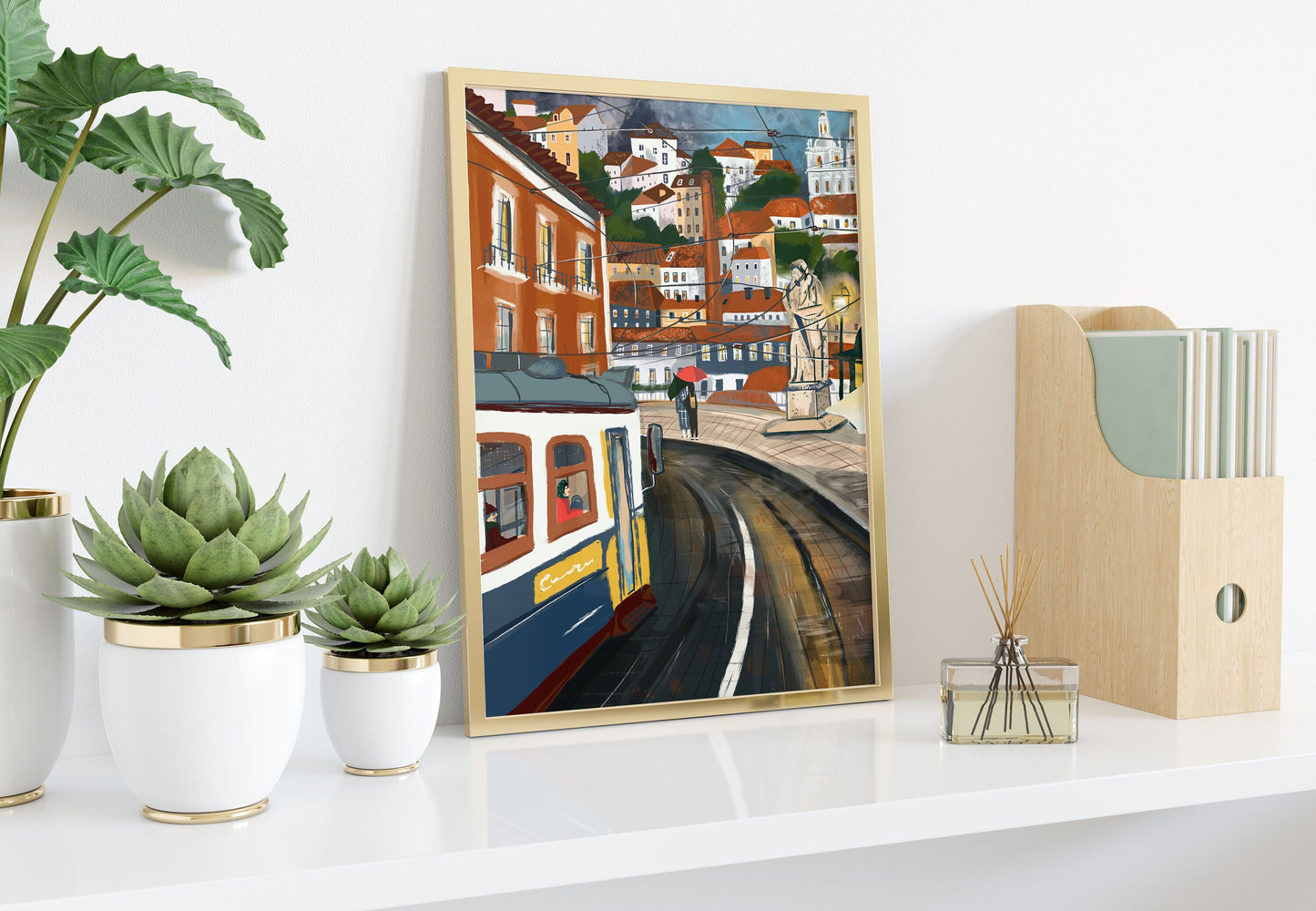 Lisbon Tram Print: Portugal Cityscape Wall Art