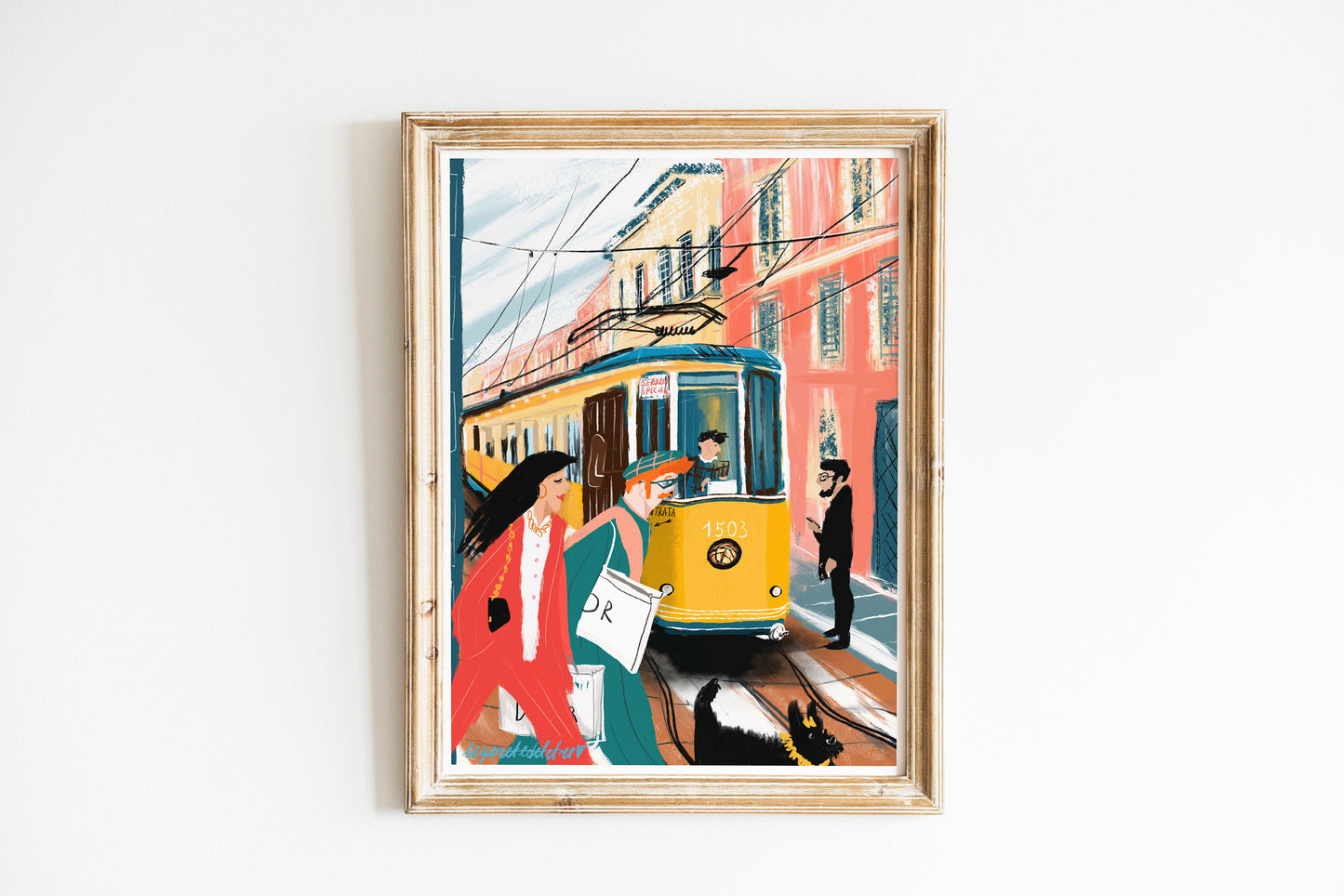 Milan Tram Painting|Milan art print|yellow tram|italian sketch|Milan fashion poster