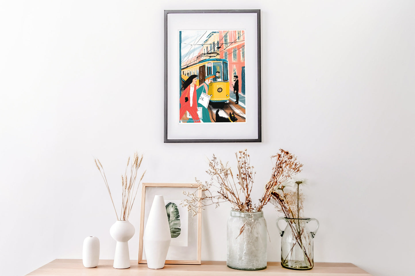 Milan Tram Painting|Milan art print|yellow tram|italian sketch|Milan fashion poster