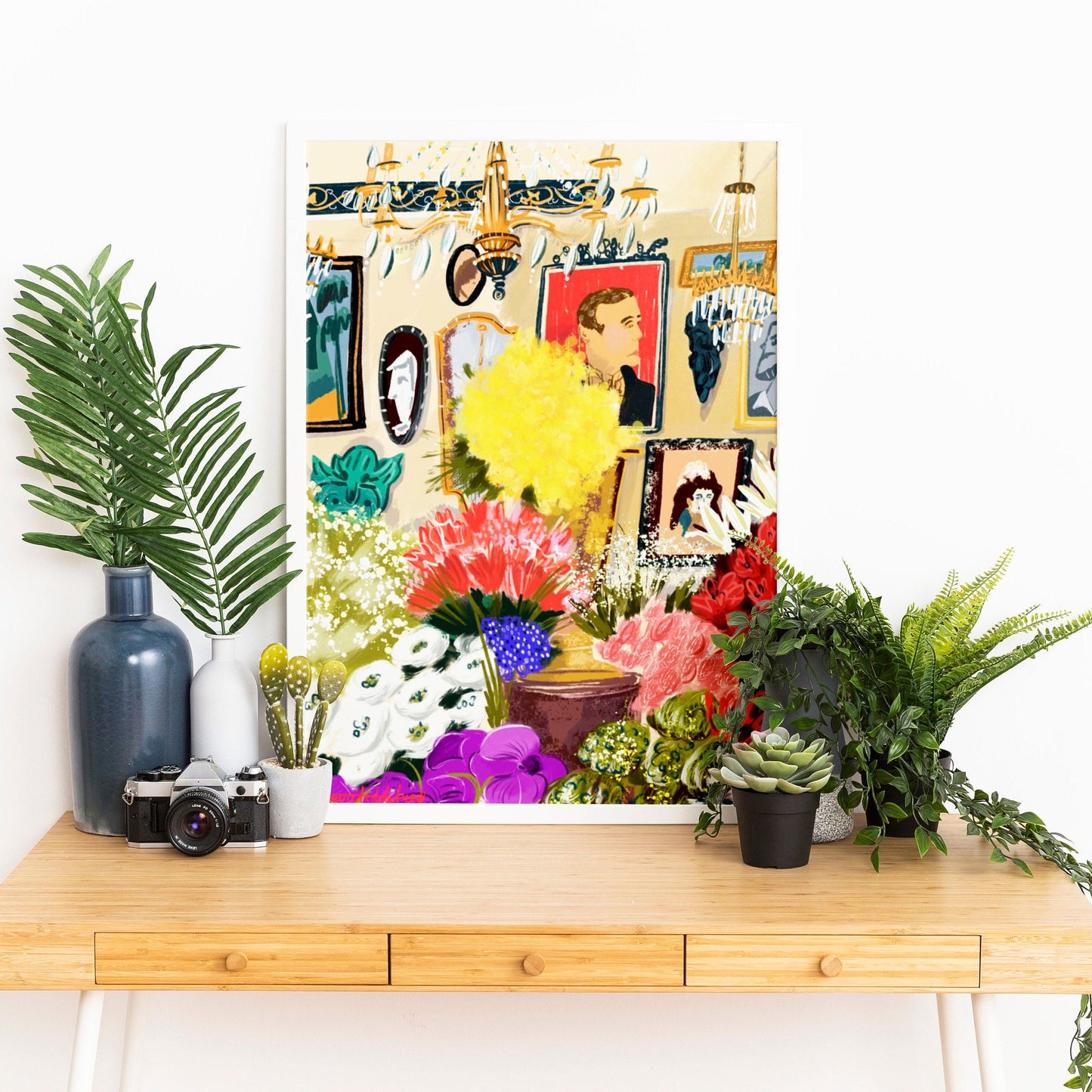 Parisian Flower Shop Print: Colorful Floral Illustration