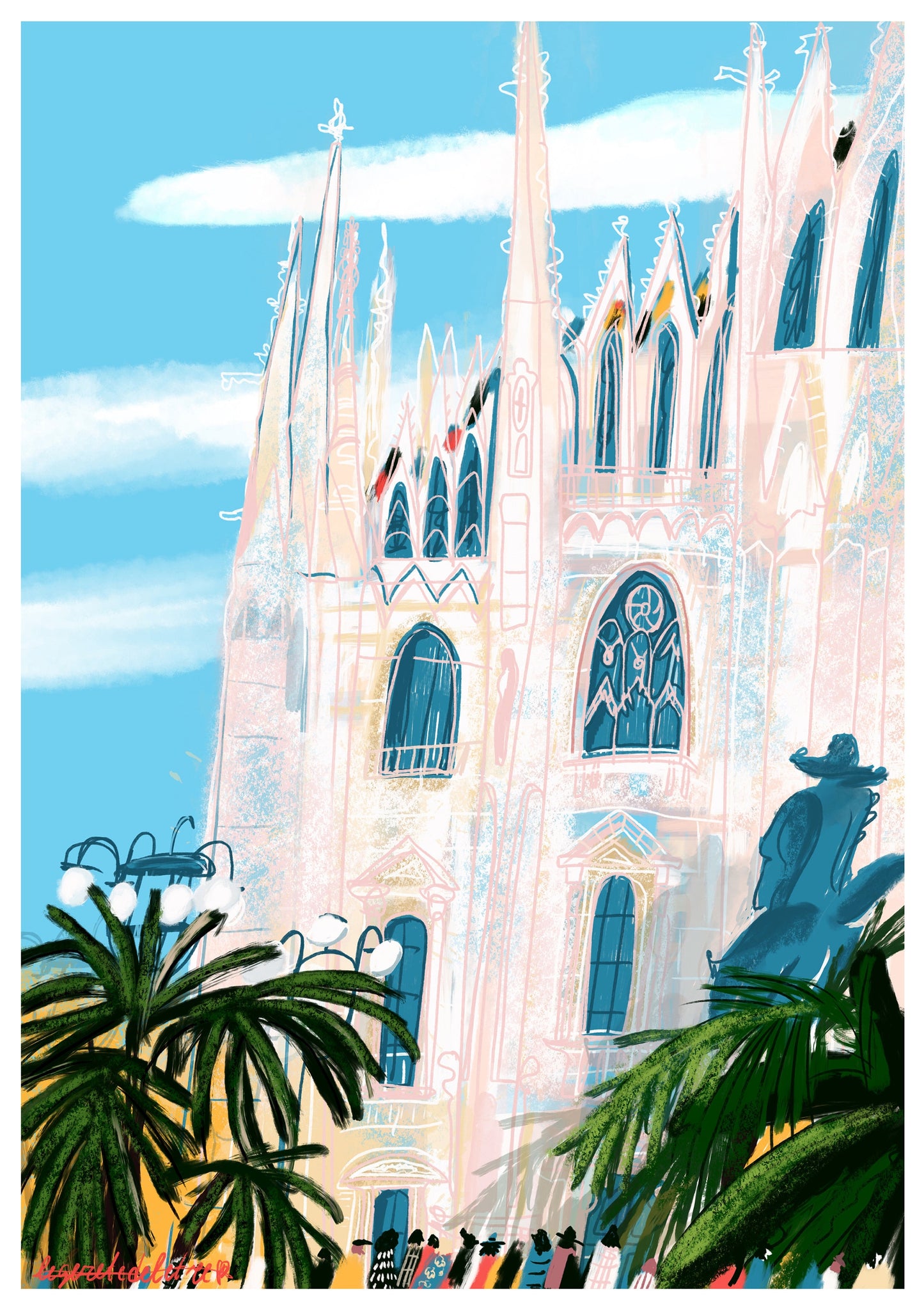 Milan Cathedral Print: Gothic Architecture Travel Poster
