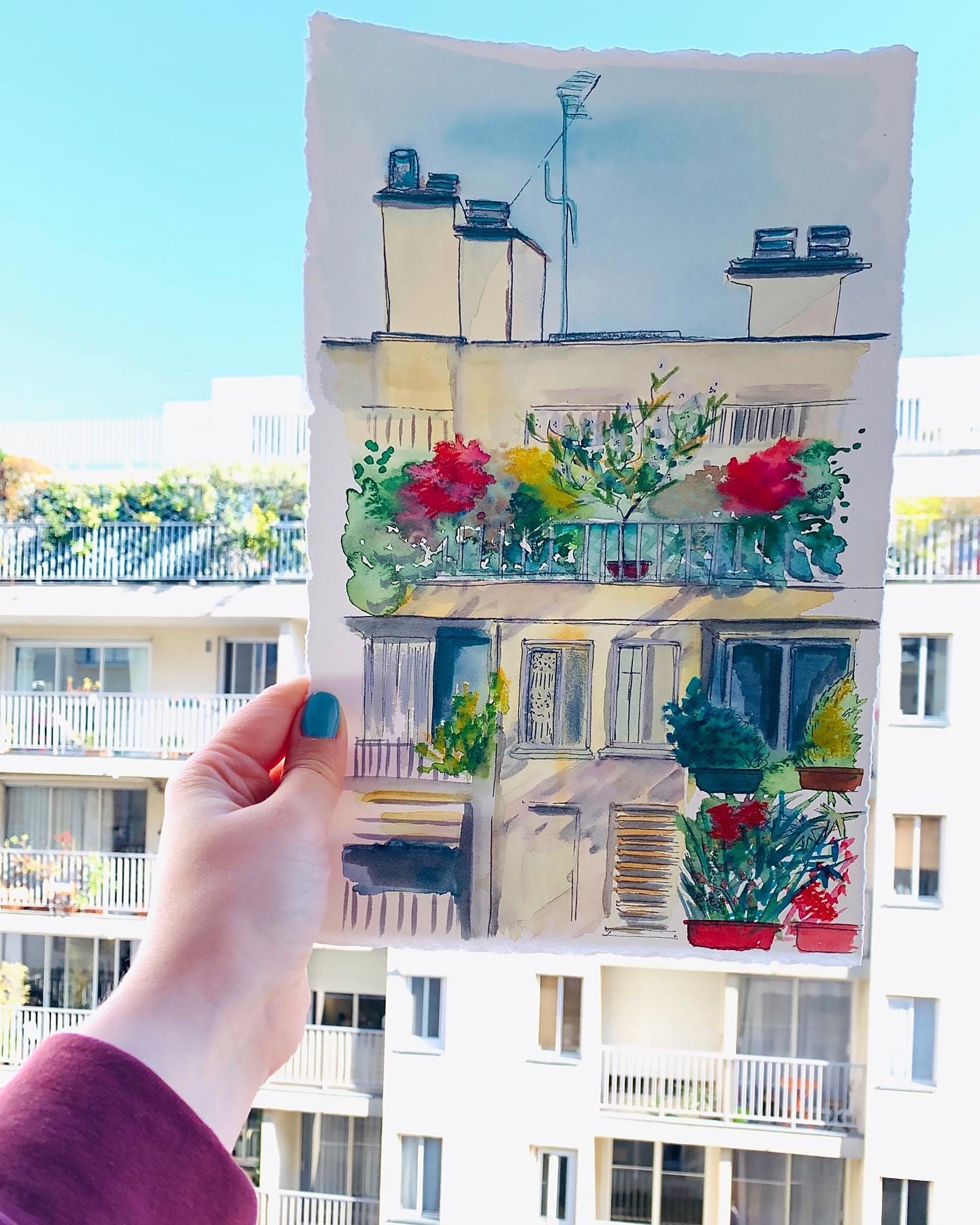Custom Watercolor Building Sketch: House, Cityscape, or Travel Memory
