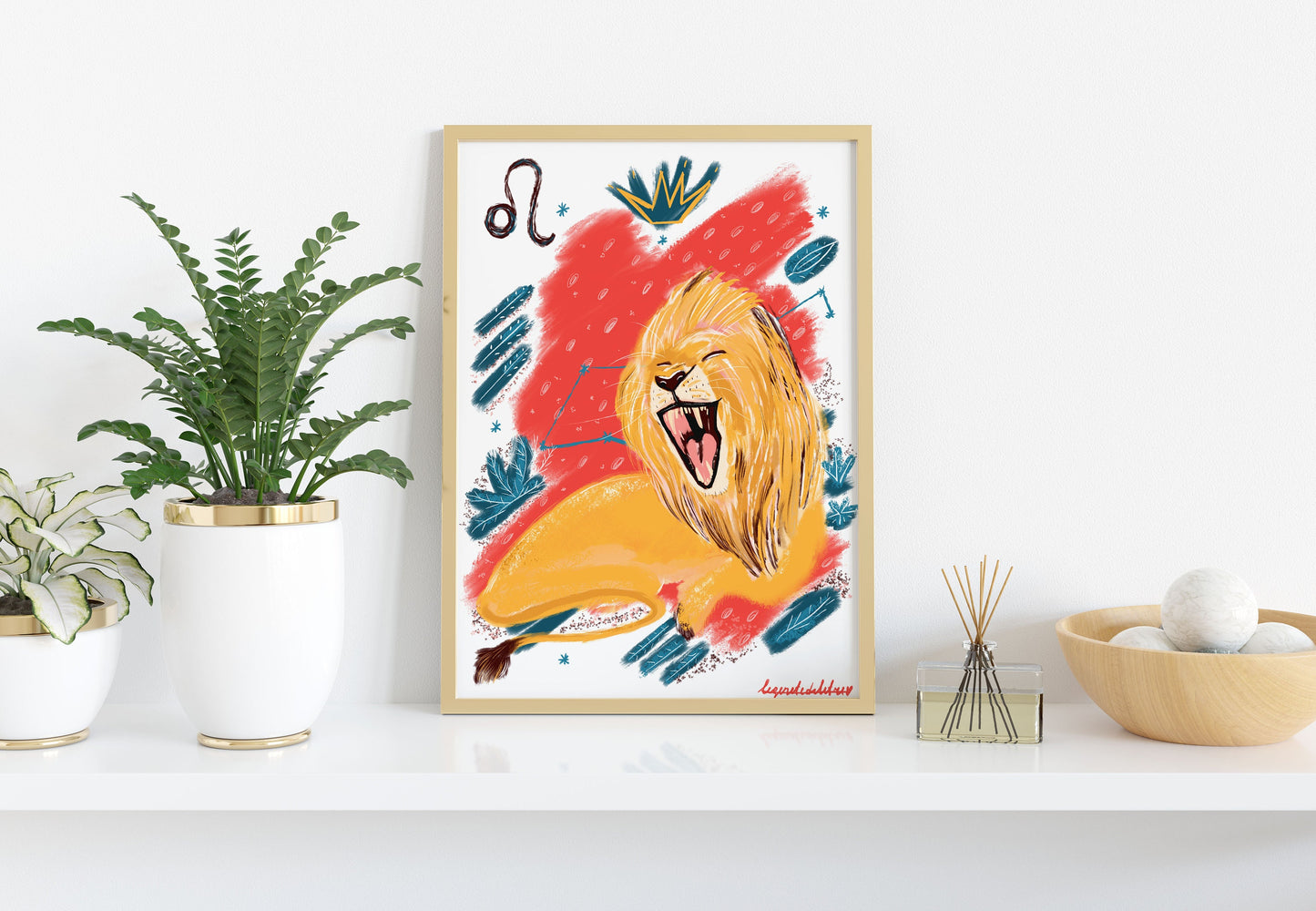 Leo Zodiac Sign Art Print: Illustrated Horoscope Poster