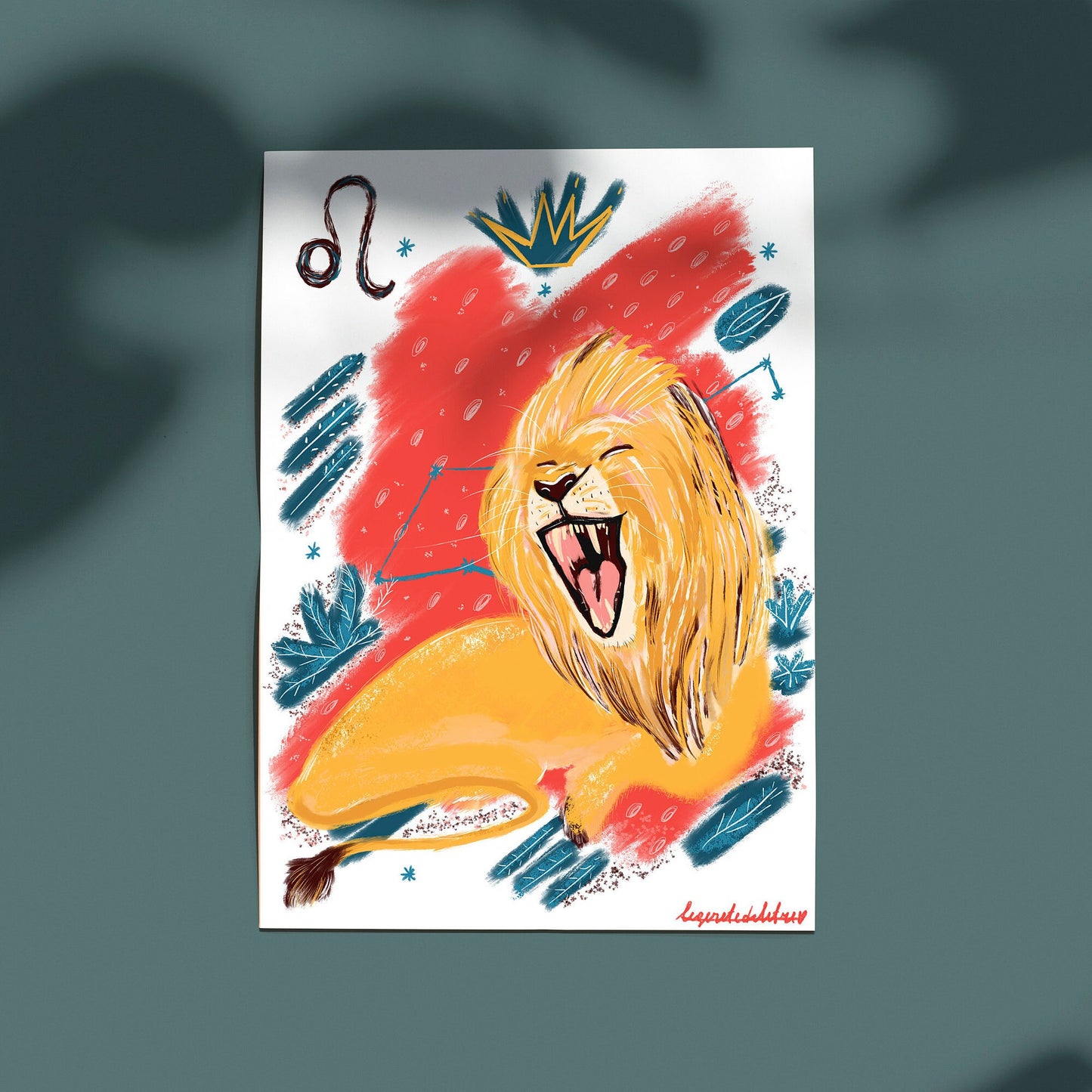 Leo Zodiac Sign Art Print: Illustrated Horoscope Poster