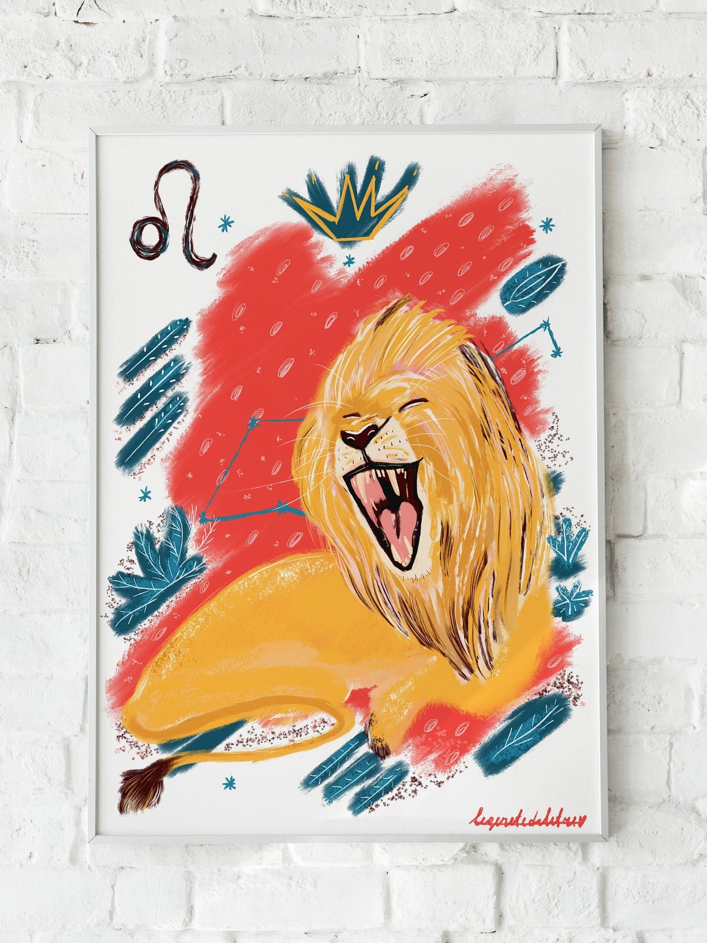 Leo Zodiac Sign Art Print: Illustrated Horoscope Poster