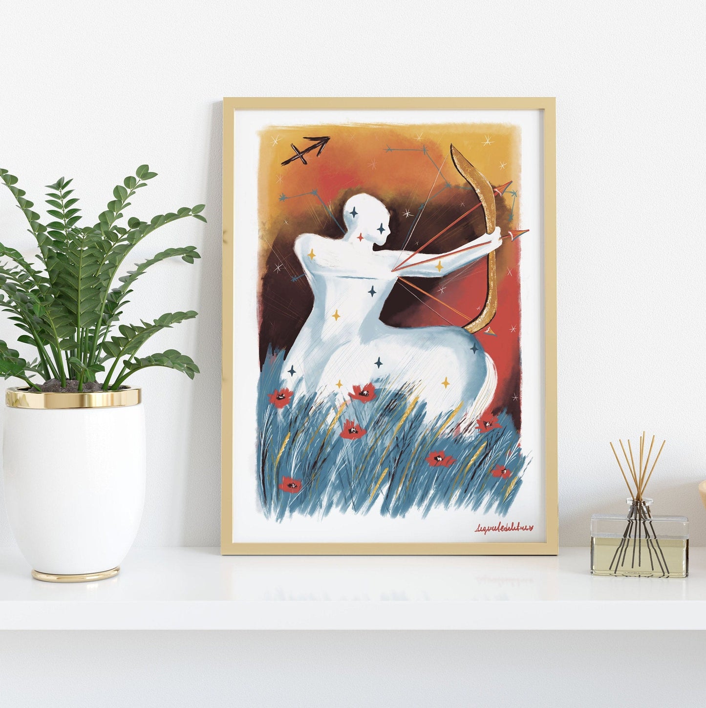 Sagittarius Zodiac Art Print: Illustrated Horoscope Poster