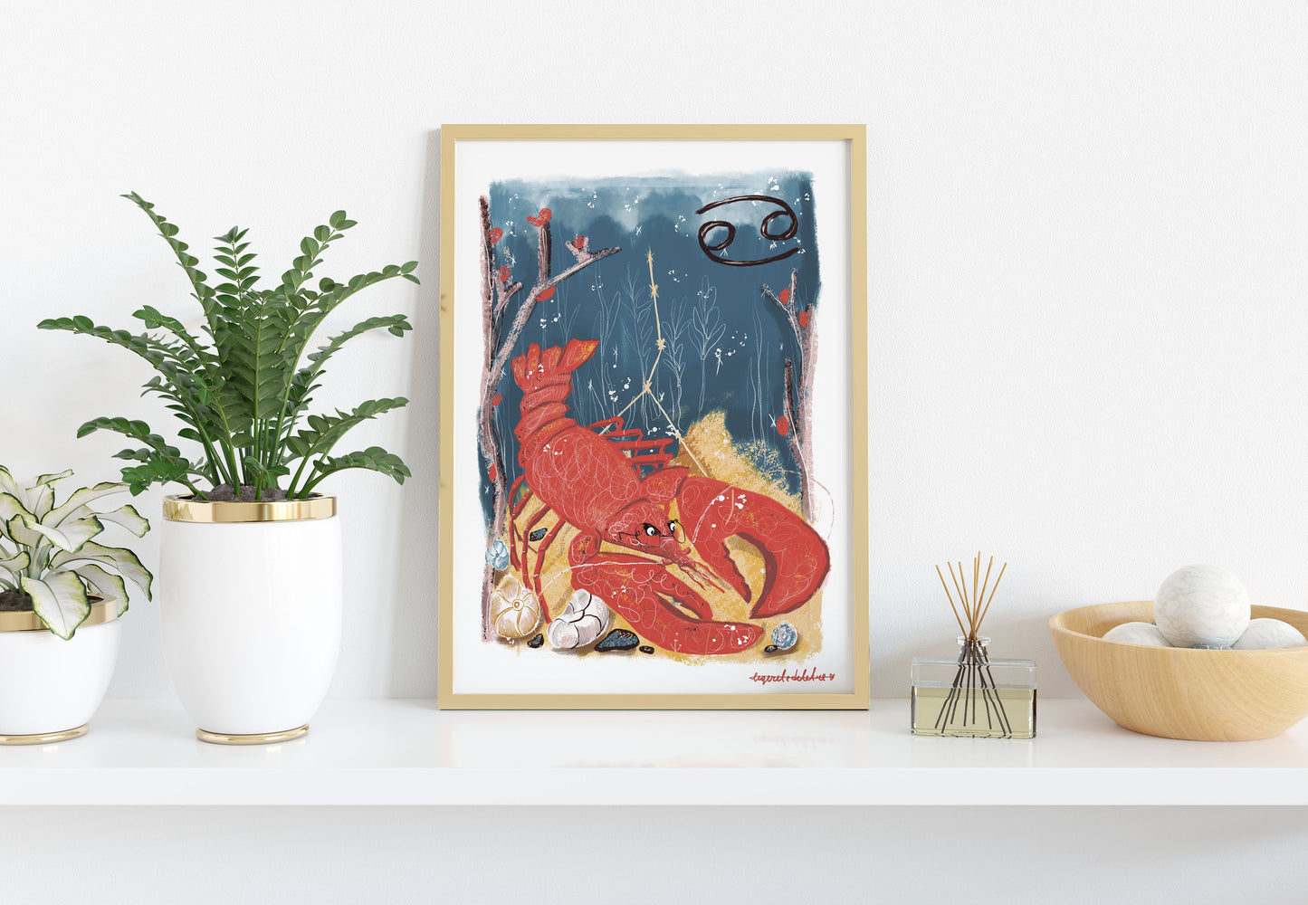 Cancer Zodiac Sign Art Print: Illustrated Horoscope Poster