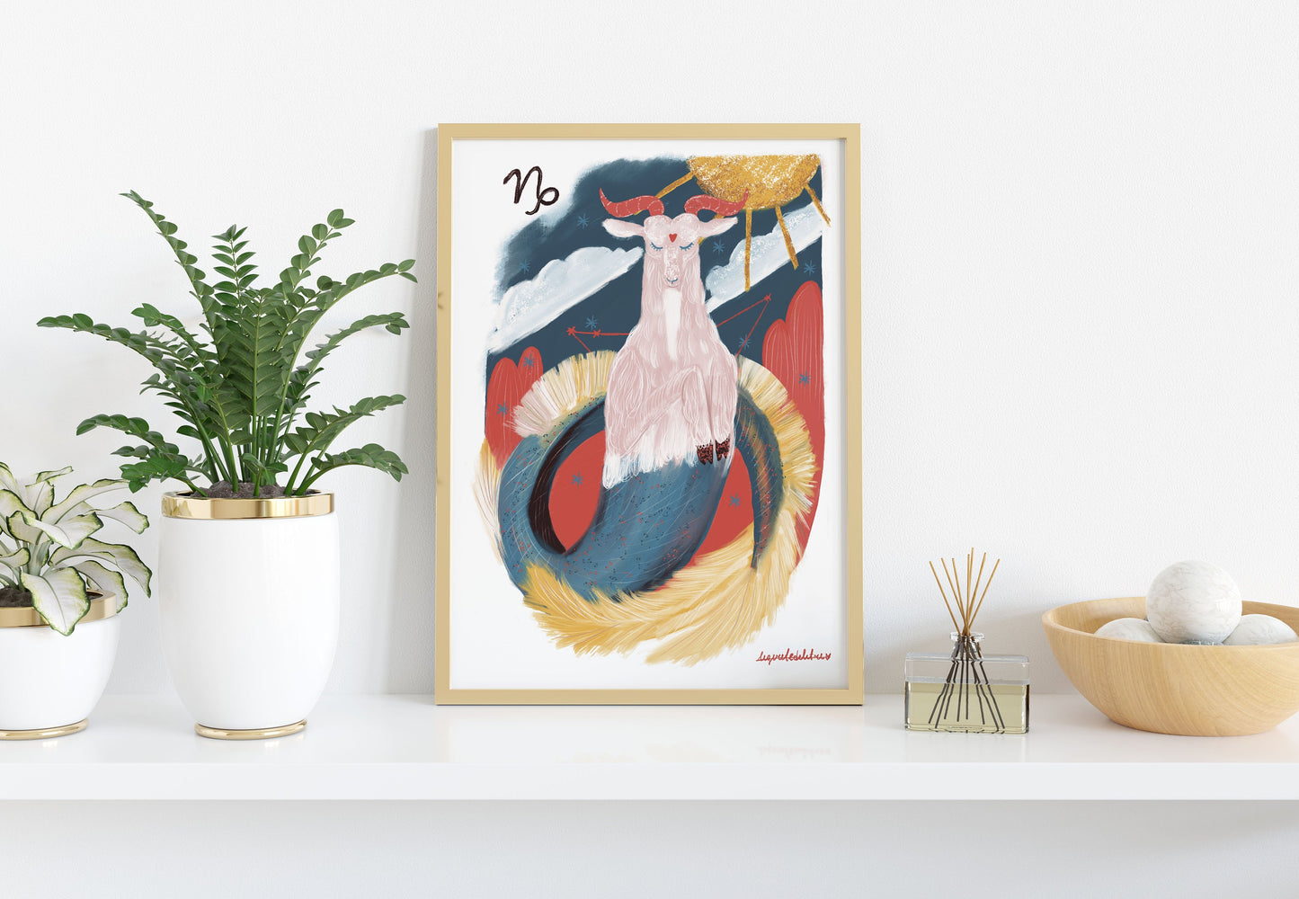 Capricorn Zodiac Sign Art Print: Illustrated Horoscope Poster