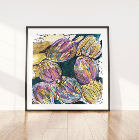 Artichoke Watercolor Sketch Print: Parisian Kitchen Wall Art