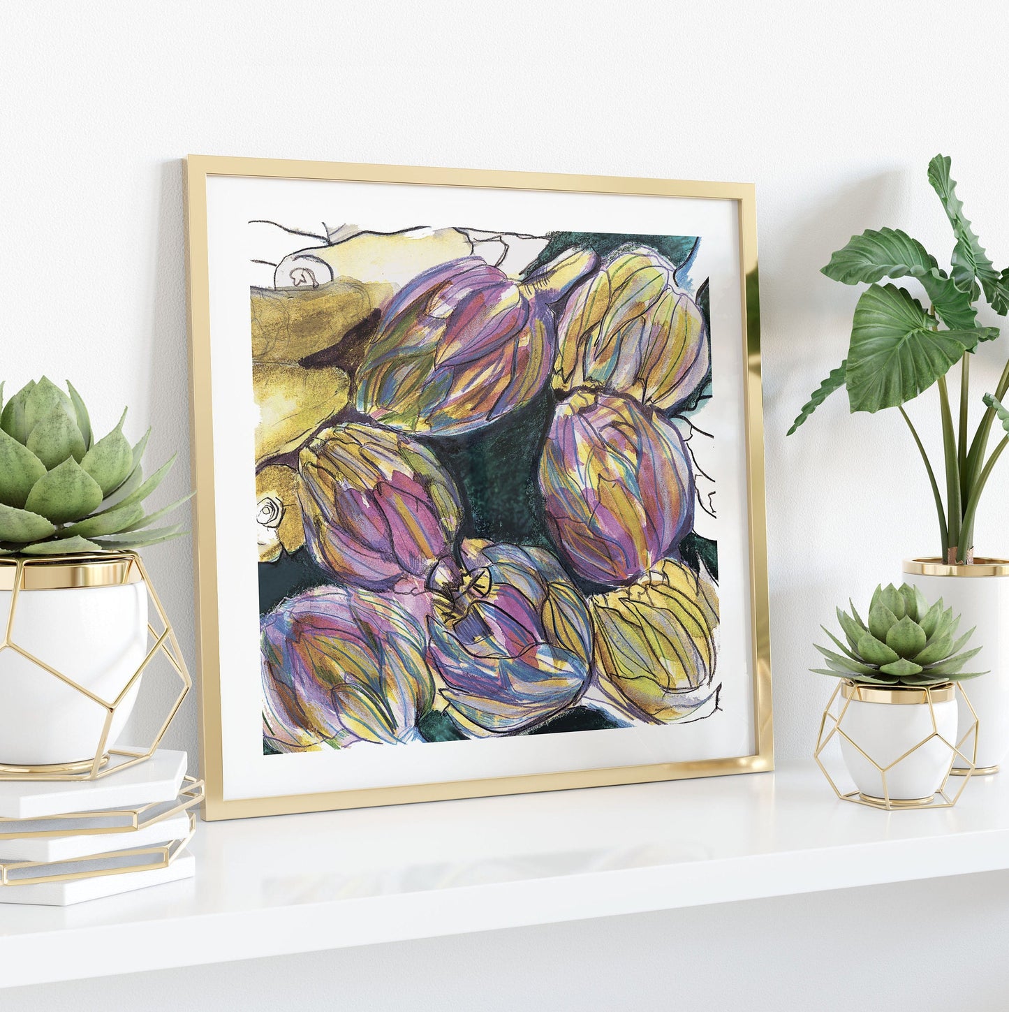 Artichoke Watercolor Sketch Print: Parisian Kitchen Wall Art