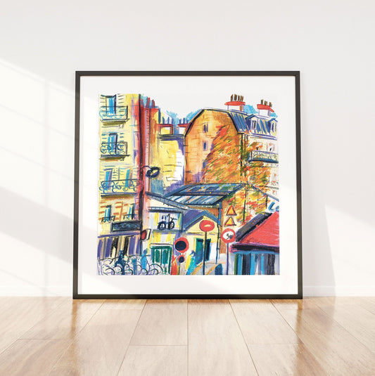 Paris Fall Watercolor Sketch Print: Urban Cityscape Wall Art