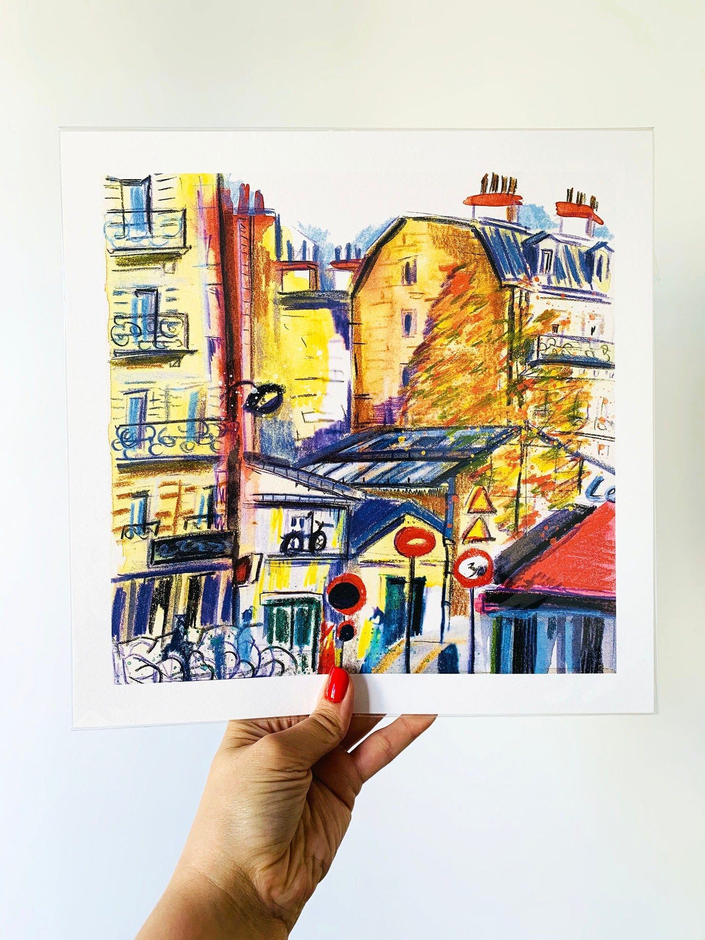 Paris Fall Watercolor Sketch Print: Urban Cityscape Wall Art
