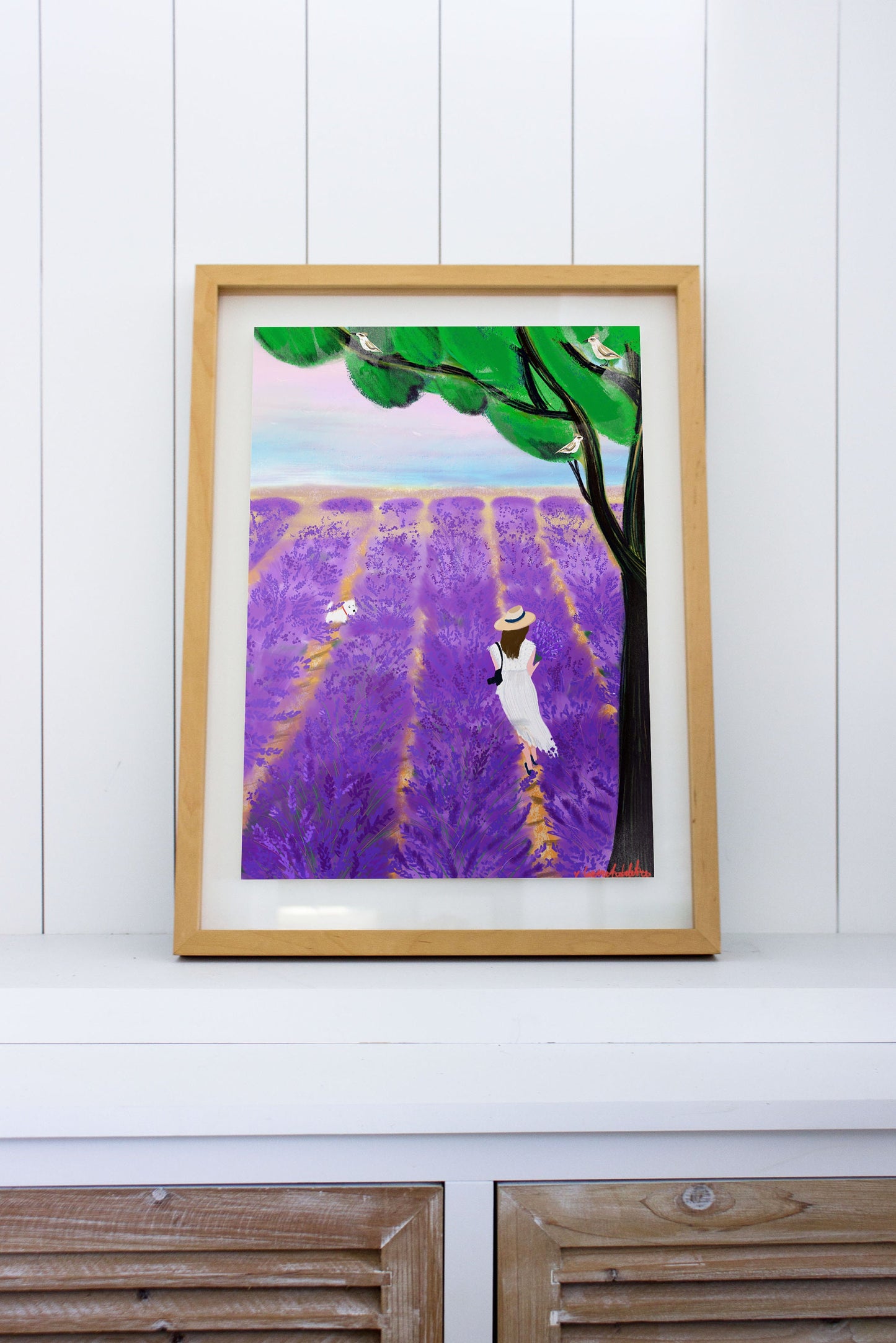 Lavender Field Art Print: Provence Travel Poster (Digital Illustration)
