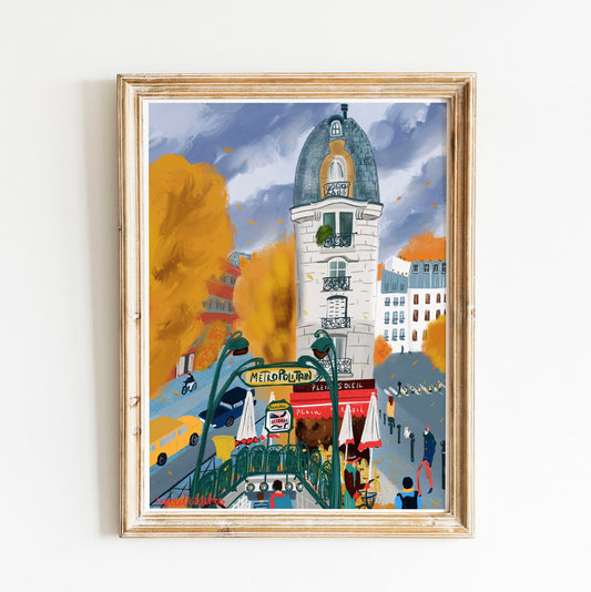 Paris Metro Art Print: Parisian Fall Colors, Cityscape Poster
