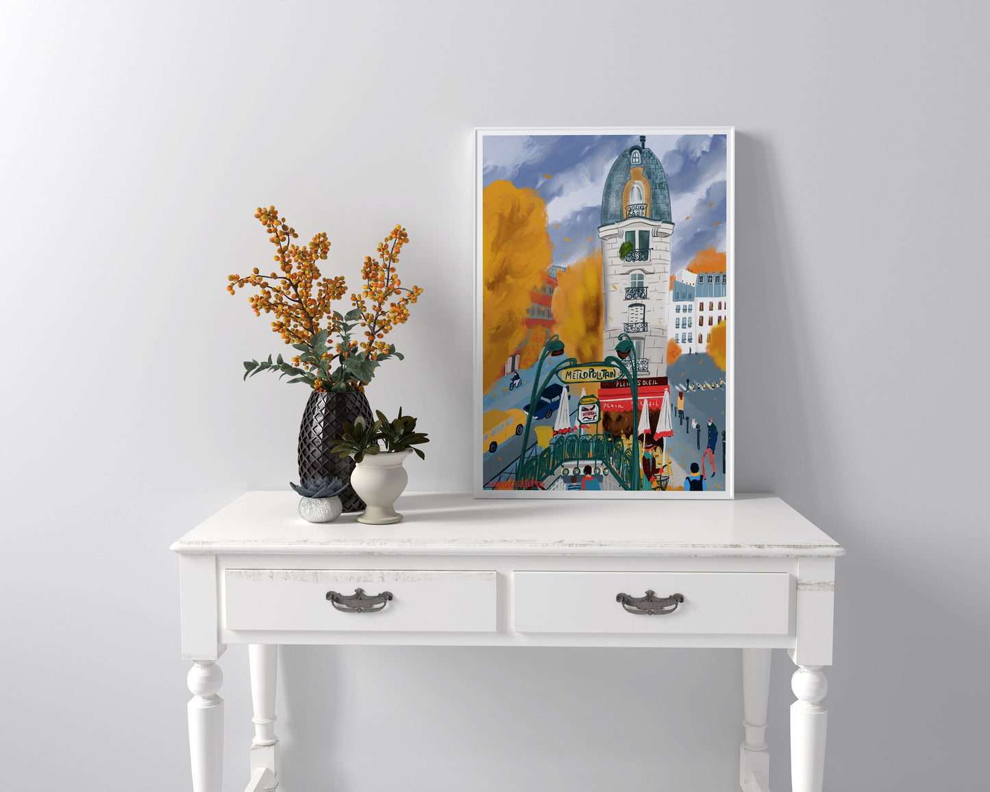 Paris Metro Art Print: Parisian Fall Colors, Cityscape Poster