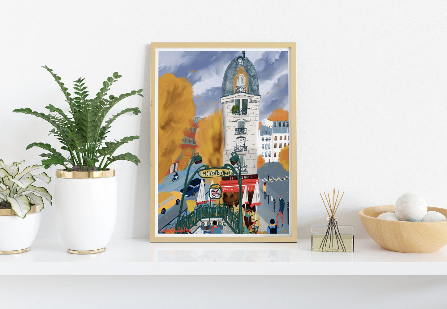 Paris Metro Art Print: Parisian Fall Colors, Cityscape Poster