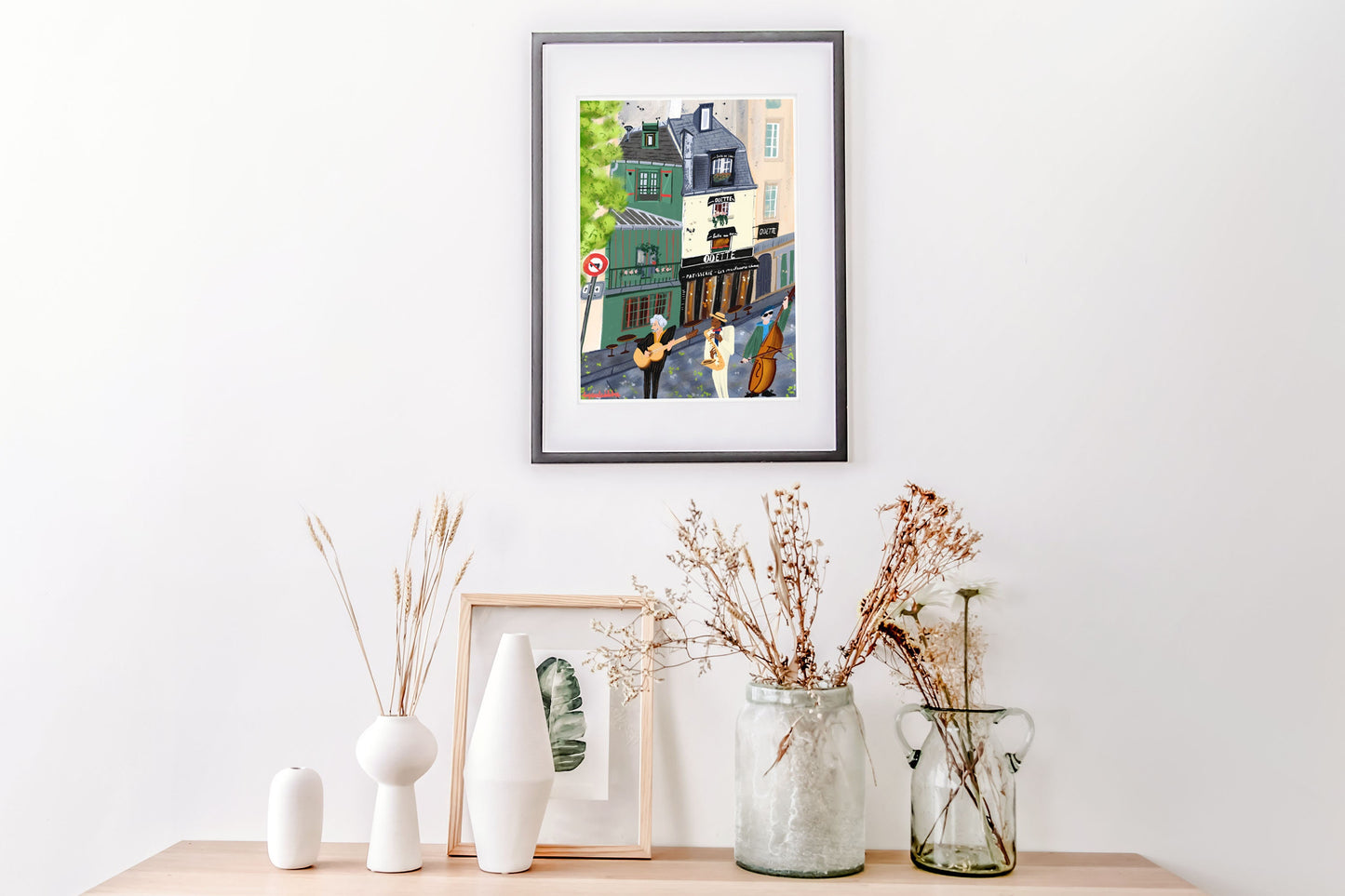 Paris Street Musicians Art Print: Cafe Odette Scene
