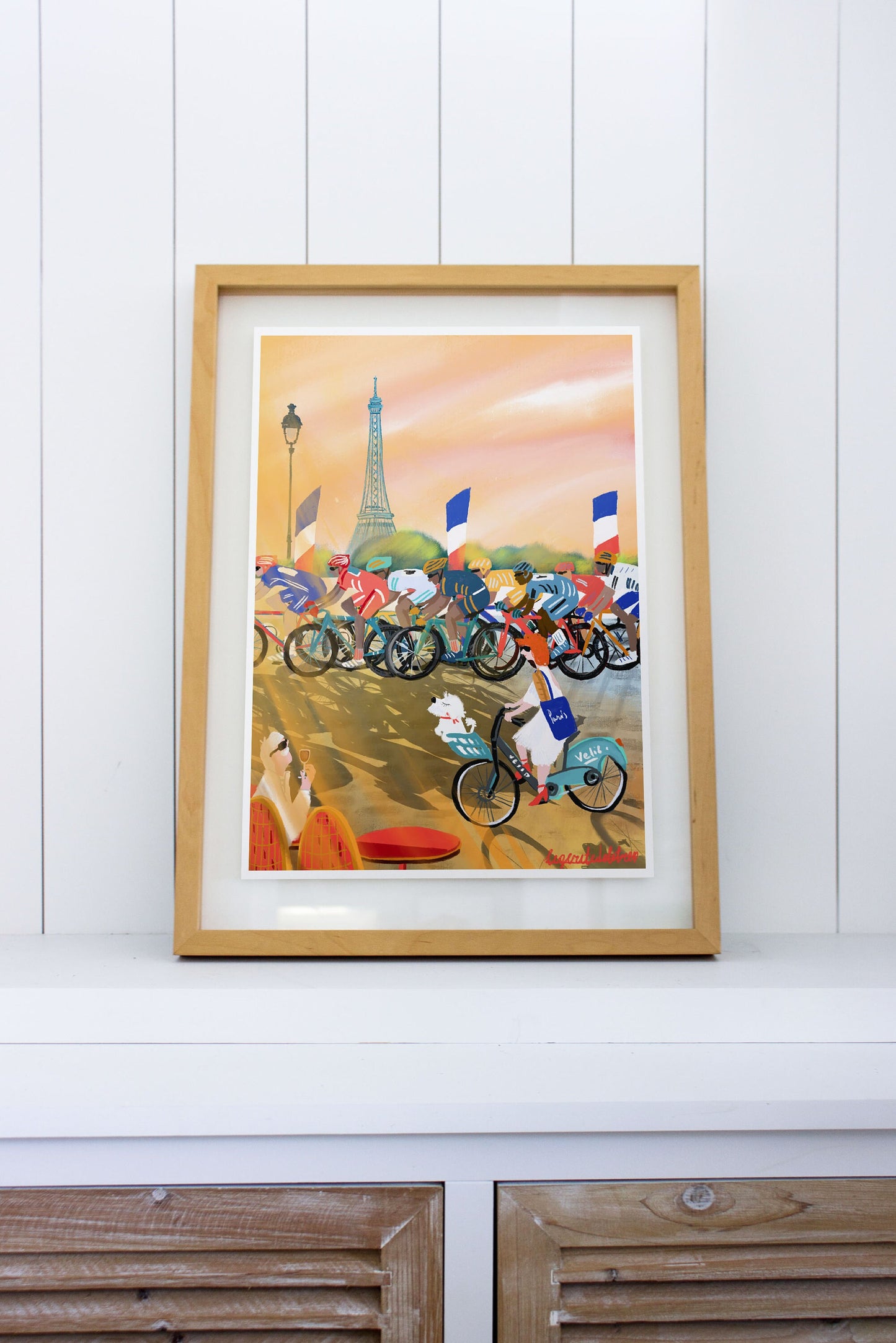 Cycling Race Eiffel Tower Art Print: Paris Souvenir