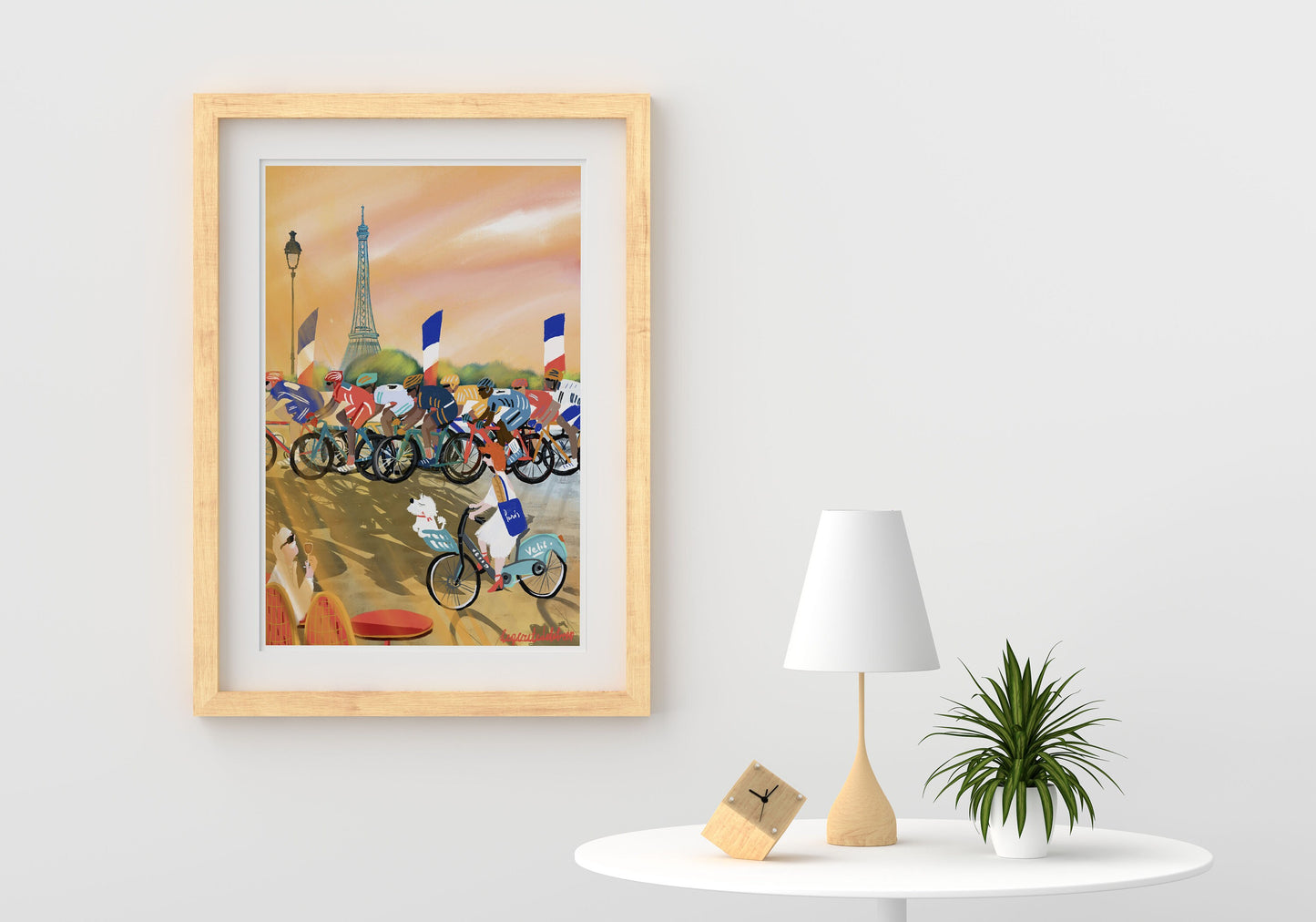 Cycling Race Eiffel Tower Art Print: Paris Souvenir