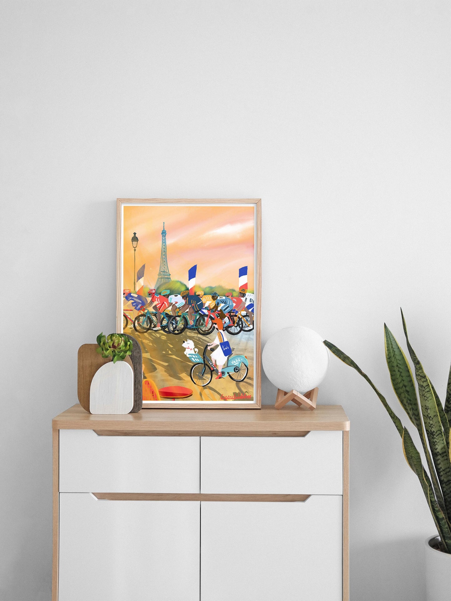 Cycling Race Eiffel Tower Art Print: Paris Souvenir