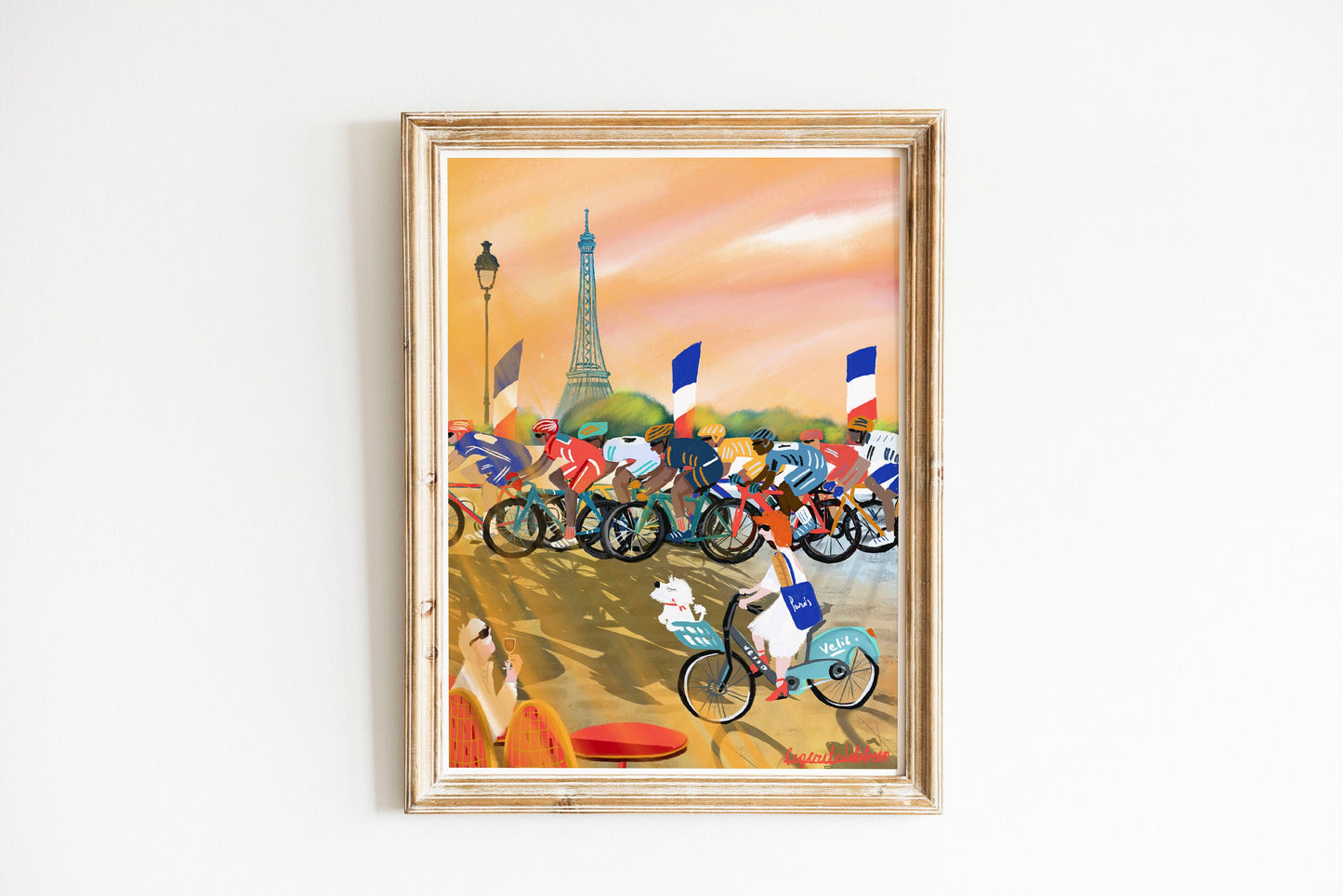 Cycling Race Eiffel Tower Art Print: Paris Souvenir