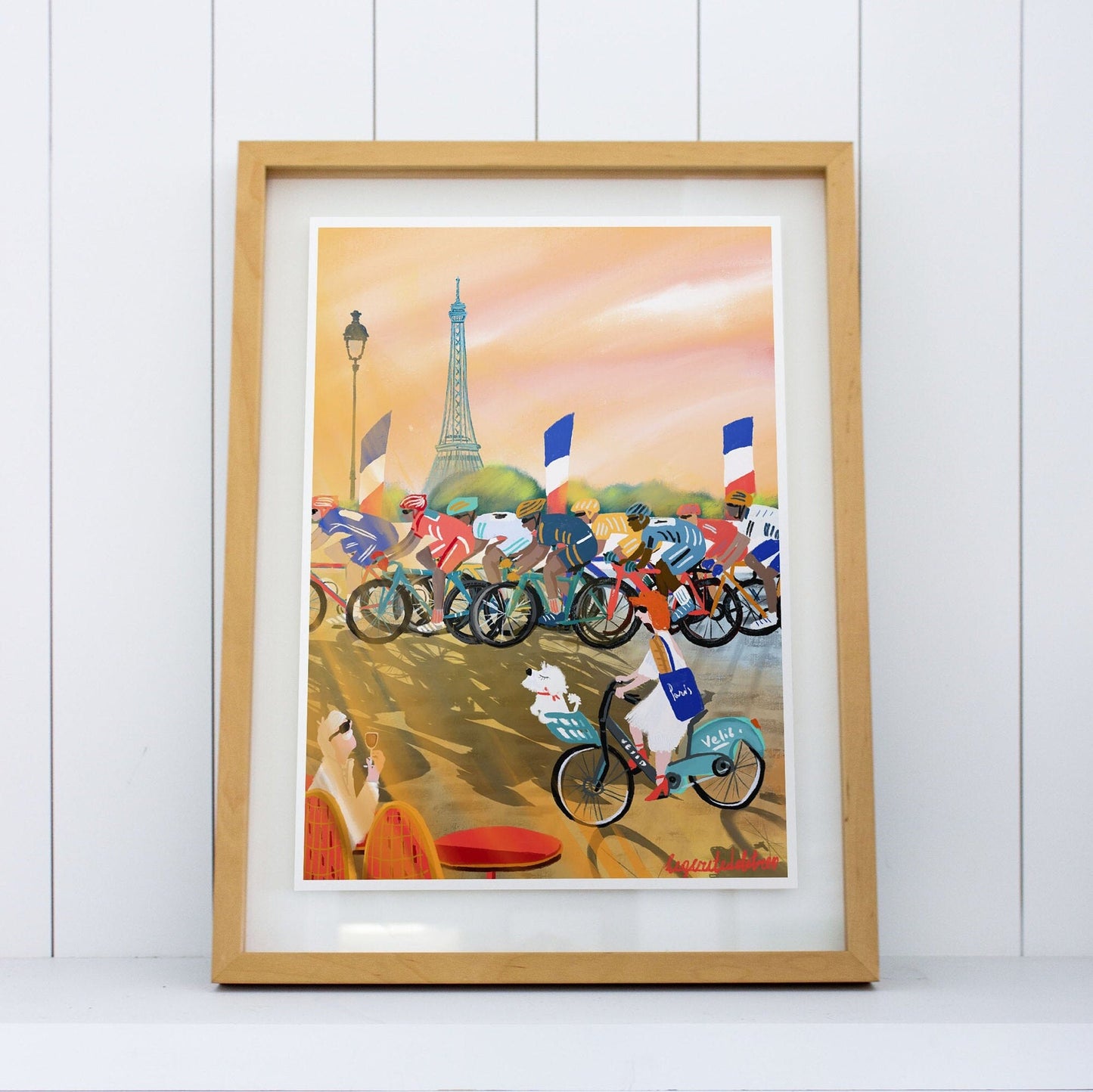 Cycling Race Eiffel Tower Art Print: Paris Souvenir
