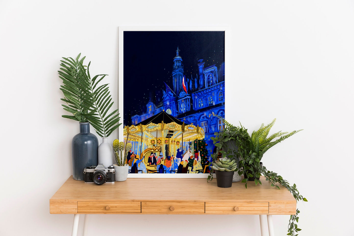 Paris Christmas Carousel Art Print: Hotel de Ville Poster