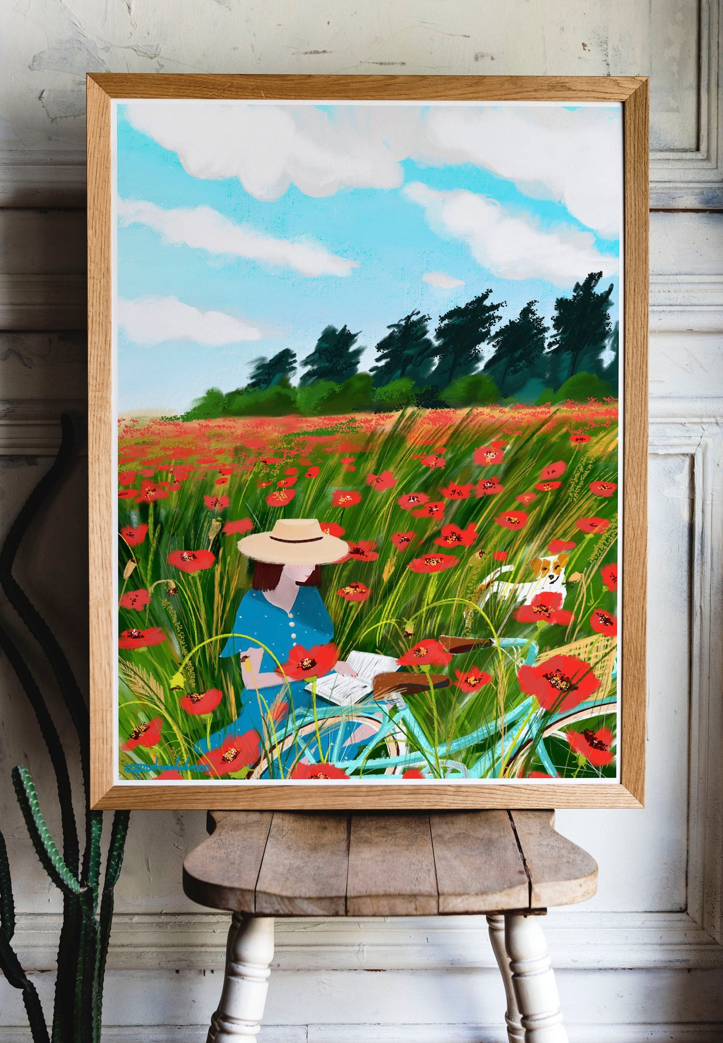 Poppy Field Art Print: Red Floral Illustration (A3/A4)