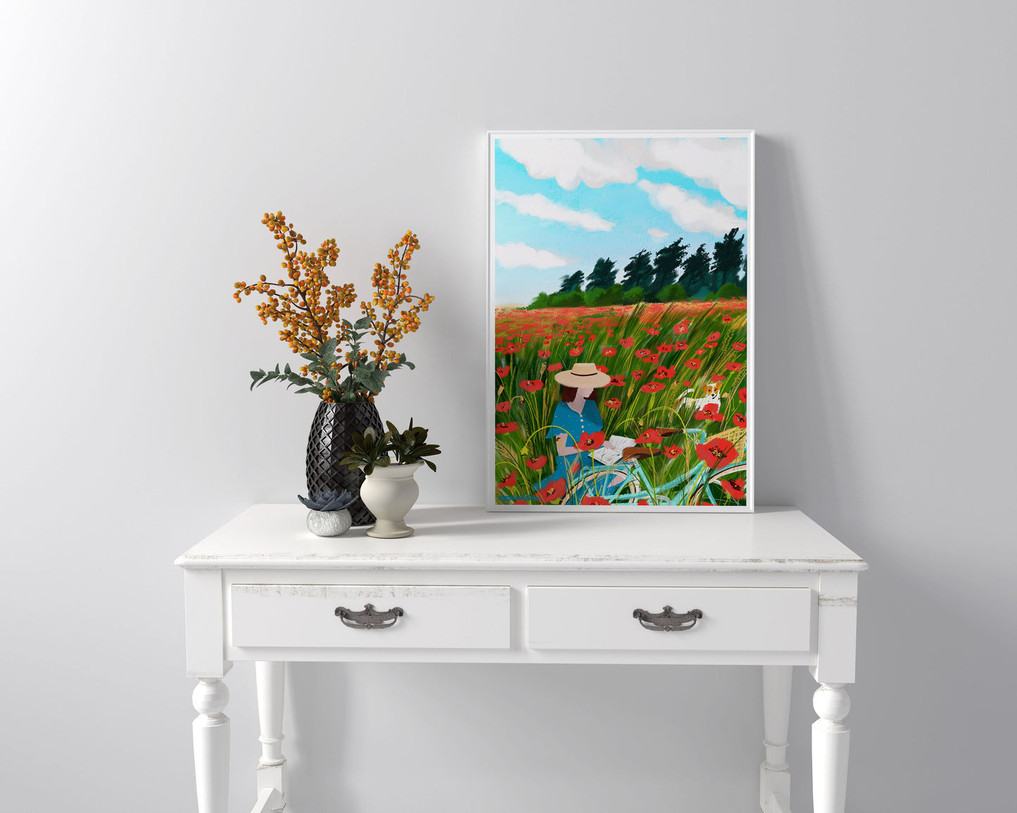 Poppy Field Art Print: Red Floral Illustration (A3/A4)